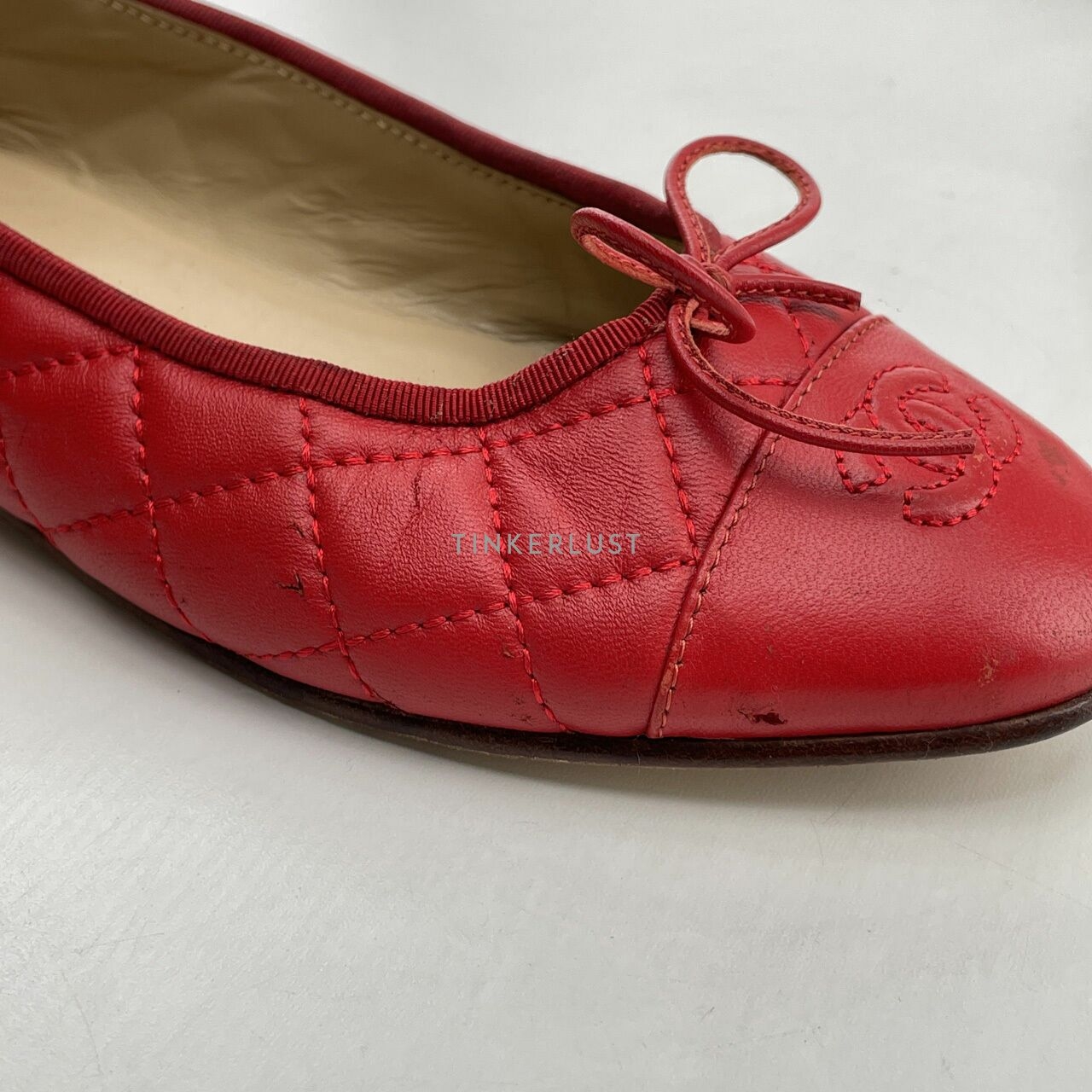 Chanel CC Ballerina Flats In Red Flats