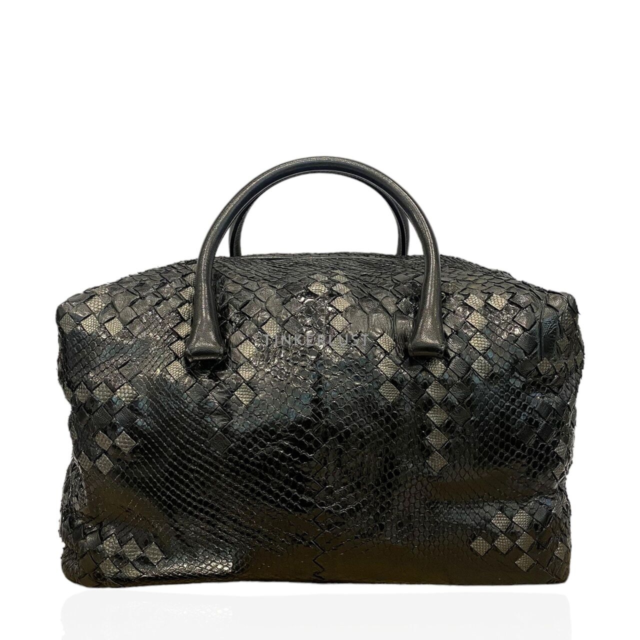 Bottega Veneta Bowling Python Leather Black SHW 2009 Handbag