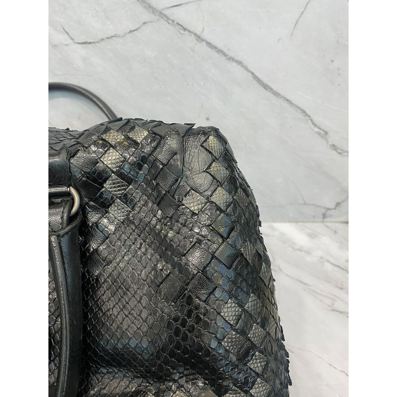 Bottega Veneta Bowling Python Leather Black SHW 2009 Handbag