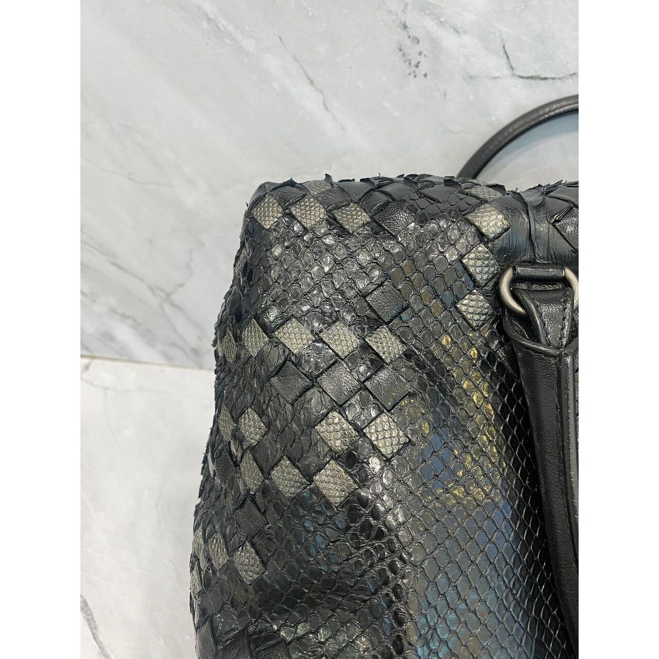 Bottega Veneta Bowling Python Leather Black SHW 2009 Handbag