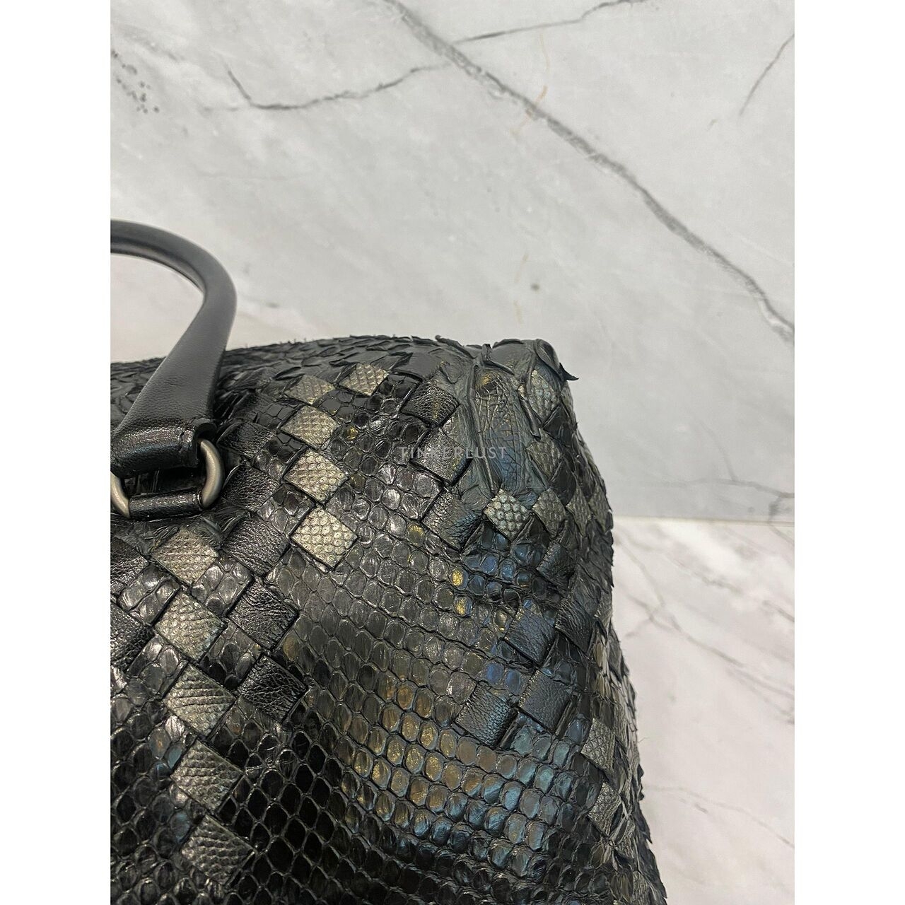 Bottega Veneta Bowling Python Leather Black SHW 2009 Handbag