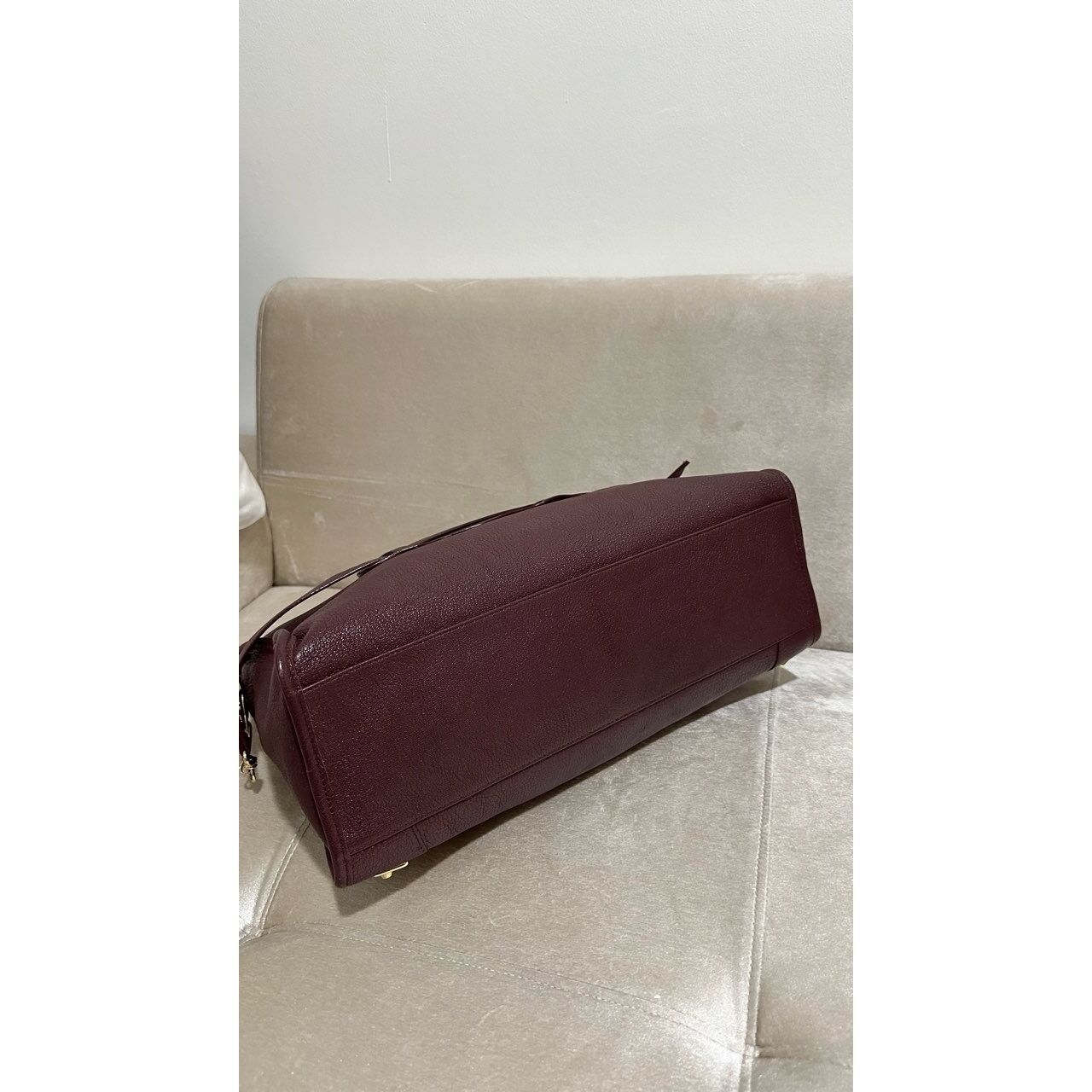 Balenciaga City Burgundy & Maroon Chevre Metallic Edge GHW Shoulder Bag