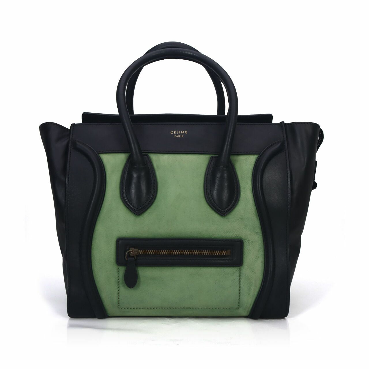 Celine Mini Luggage Two-colors Tote Bag Black Green