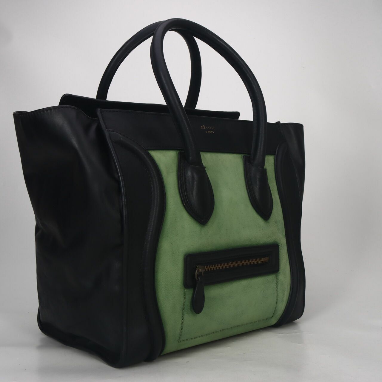 Celine Mini Luggage Two-colors Tote Bag Black Green