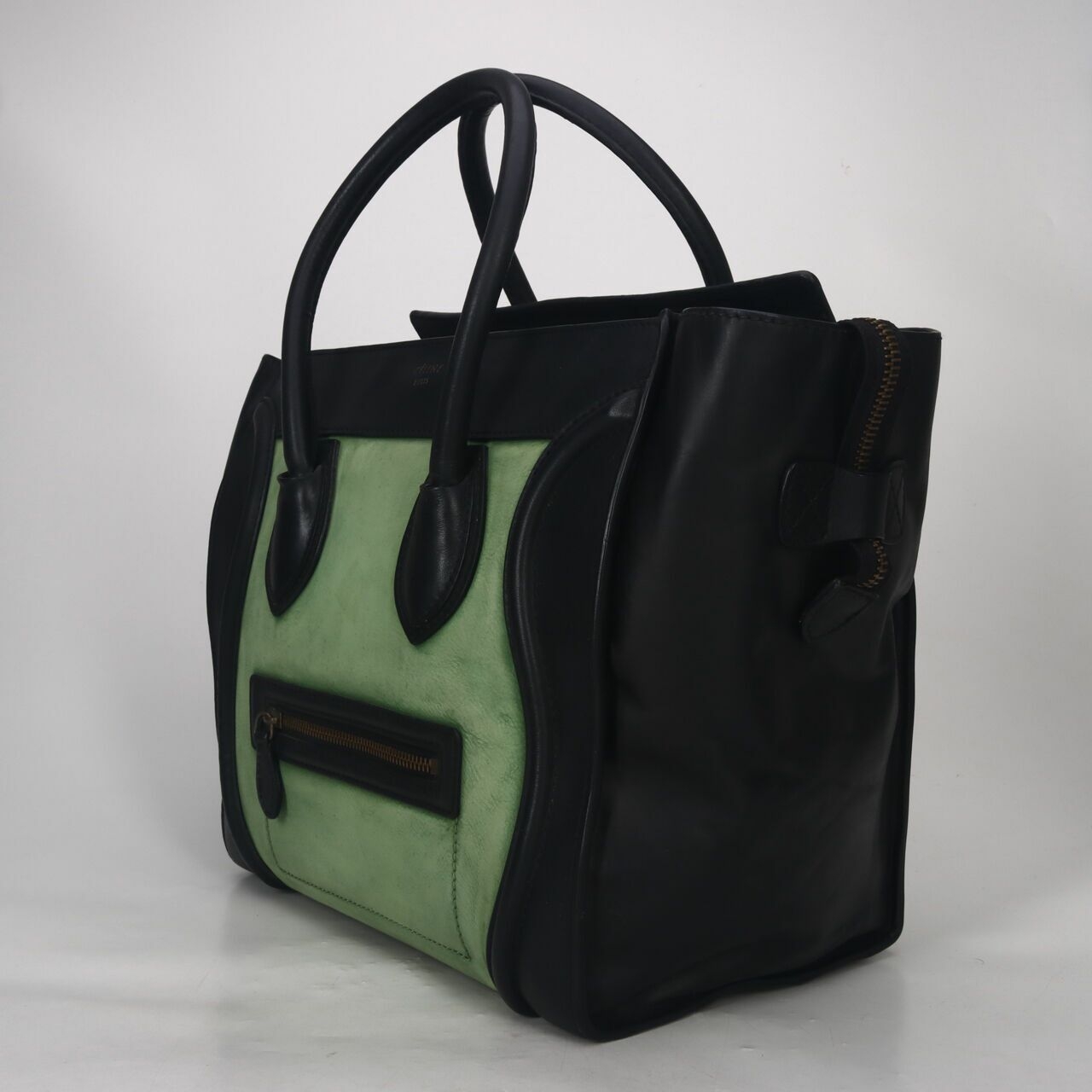 Celine Mini Luggage Two-colors Tote Bag Black Green