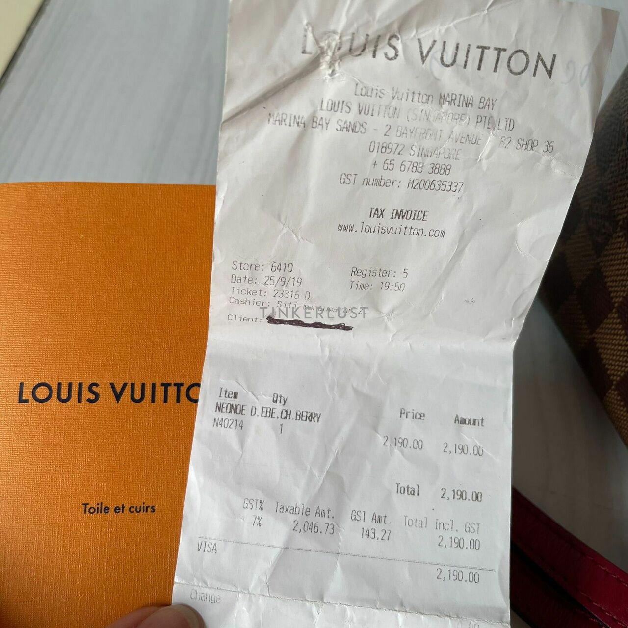 Louis Vuitton Neo Noe MM Damier Ebene Cherry Berry 2019