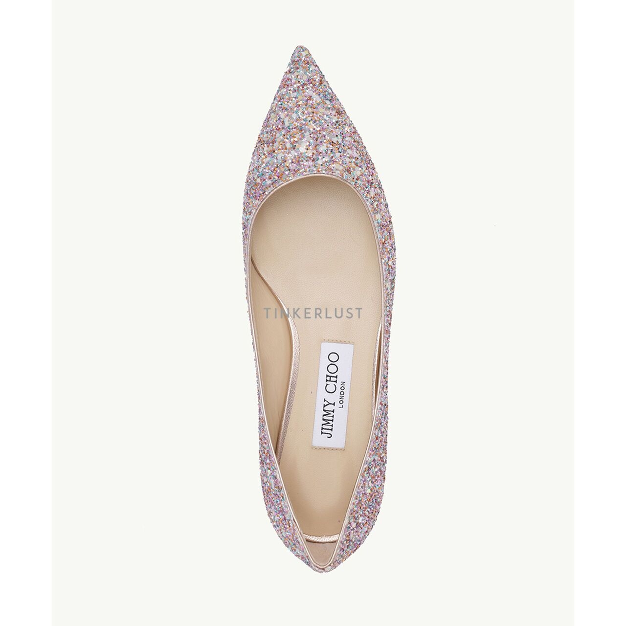 Jimmy Choo Love Ballerina in Mochi Luminous Glow-in-the-Dark Glitter with JC Button