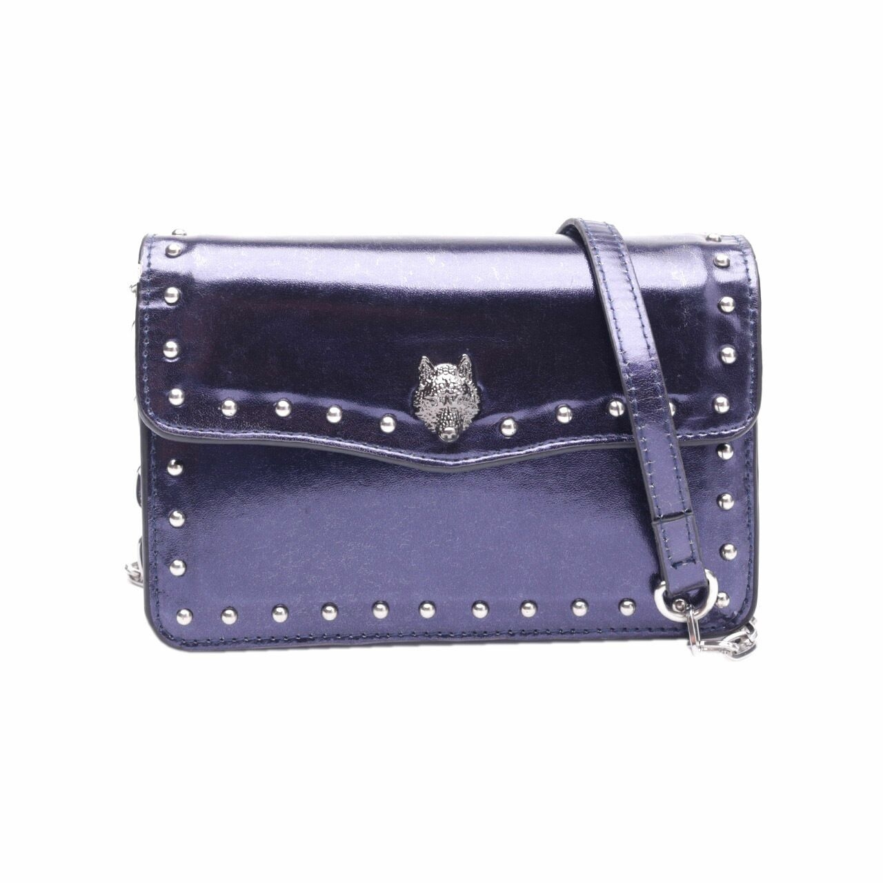 Mango Blue Metallic Sling Bag