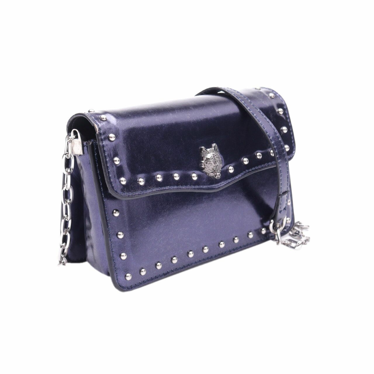 Mango Blue Metallic Sling Bag