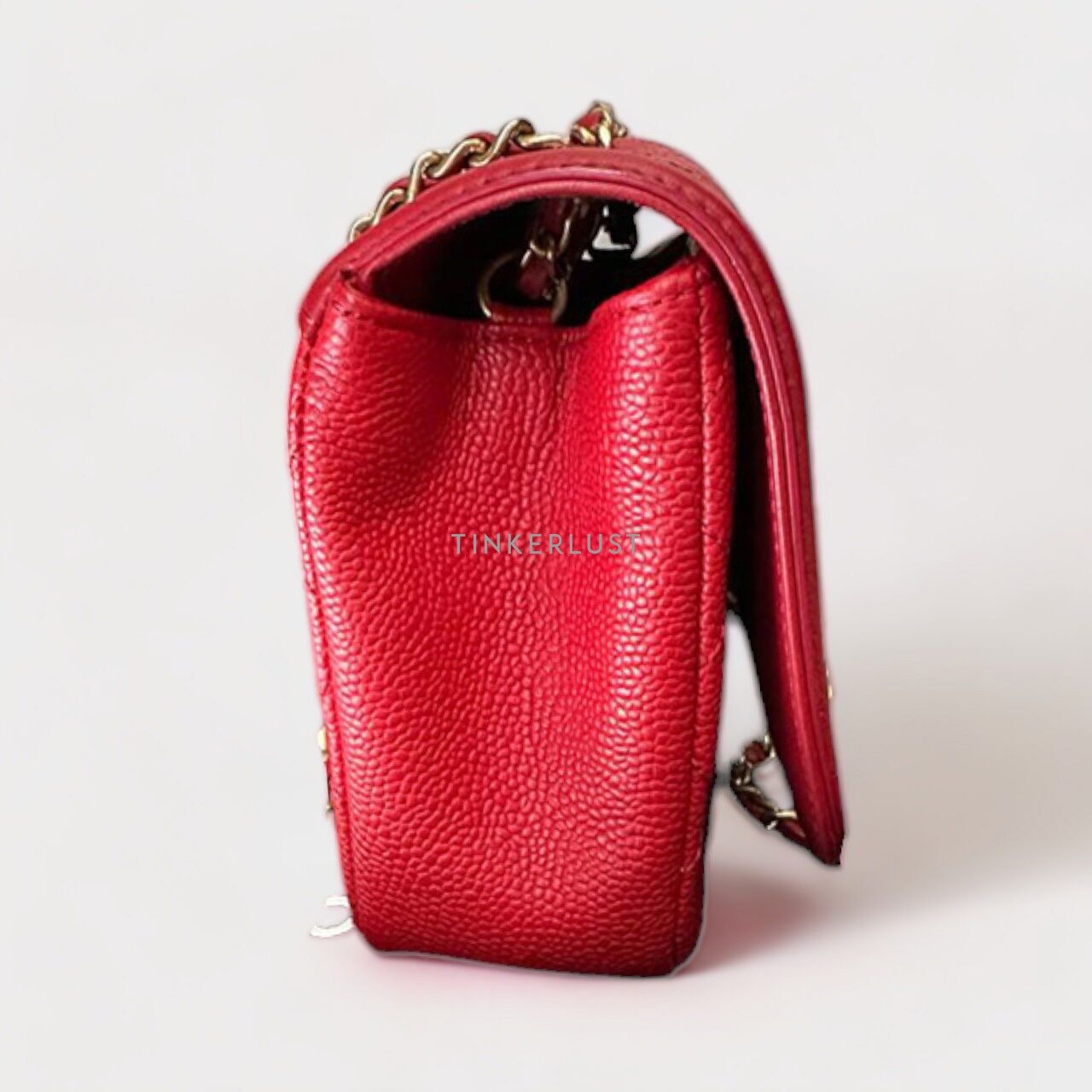 Chanel Filigree Small Red Quilted Caviar #22 GHW Sling Bag