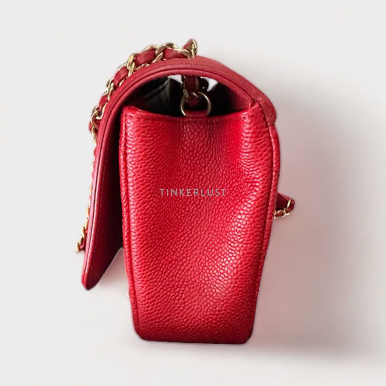 Chanel Filigree Small Red Quilted Caviar #22 GHW Sling Bag