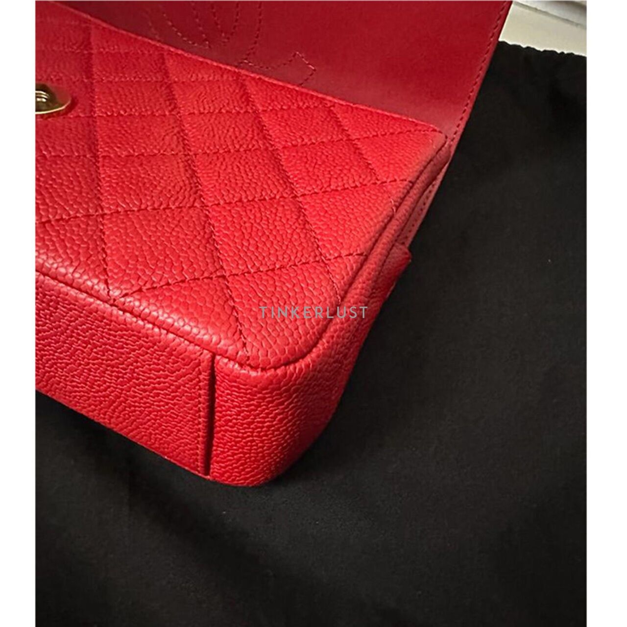 Chanel Filigree Small Red Quilted Caviar #22 GHW Sling Bag