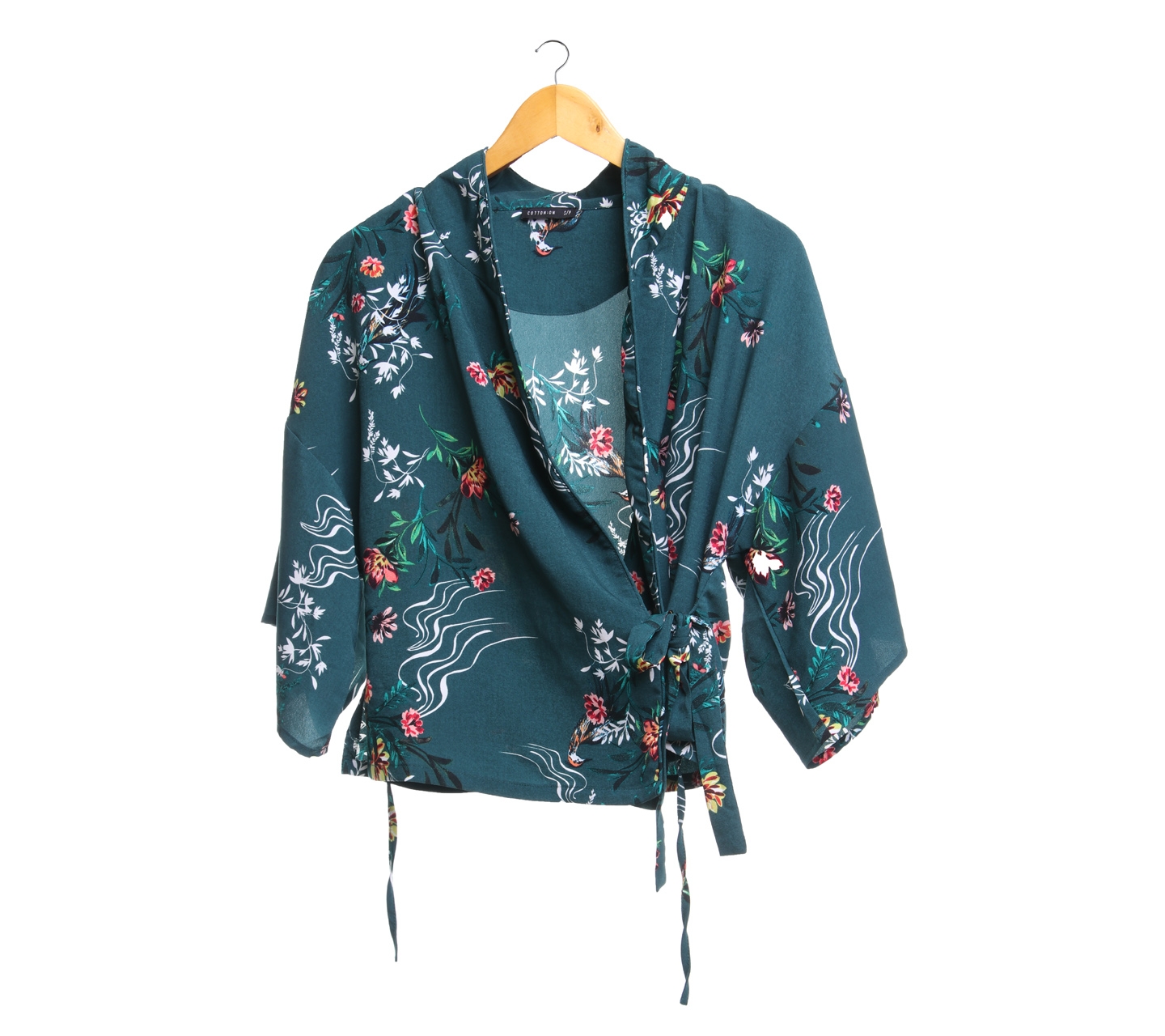 Cotton On Dark Green Floral Wrap Blouse