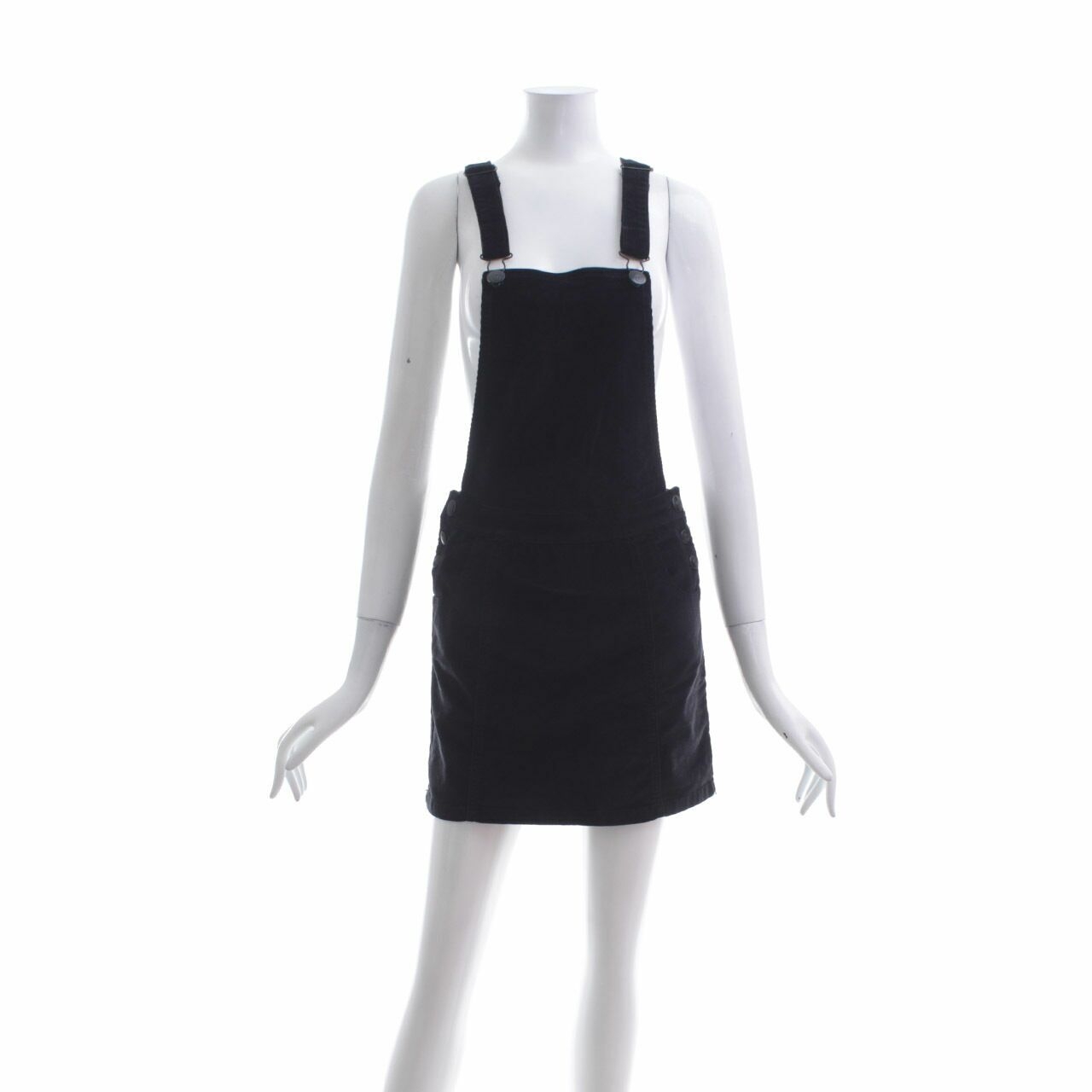 Cotton On Black Corduroy Overall Mini Dress