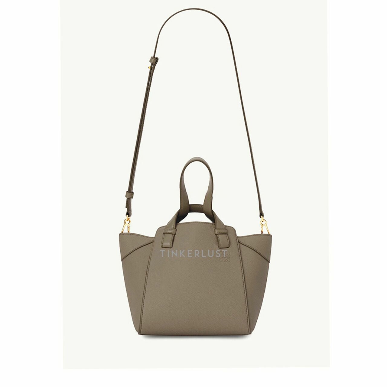 Loewe Hammock Nugget Bag in Laurel Green Soft Grained Leather with Detachable Shoulder Strap Satchel