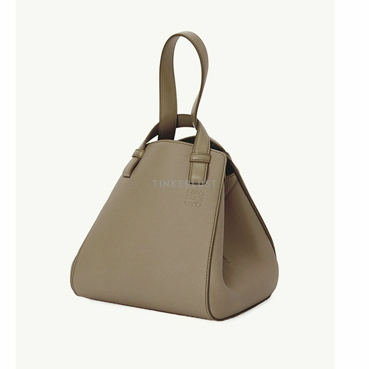 Loewe Hammock Nugget Bag in Laurel Green Soft Grained Leather with Detachable Shoulder Strap Satchel