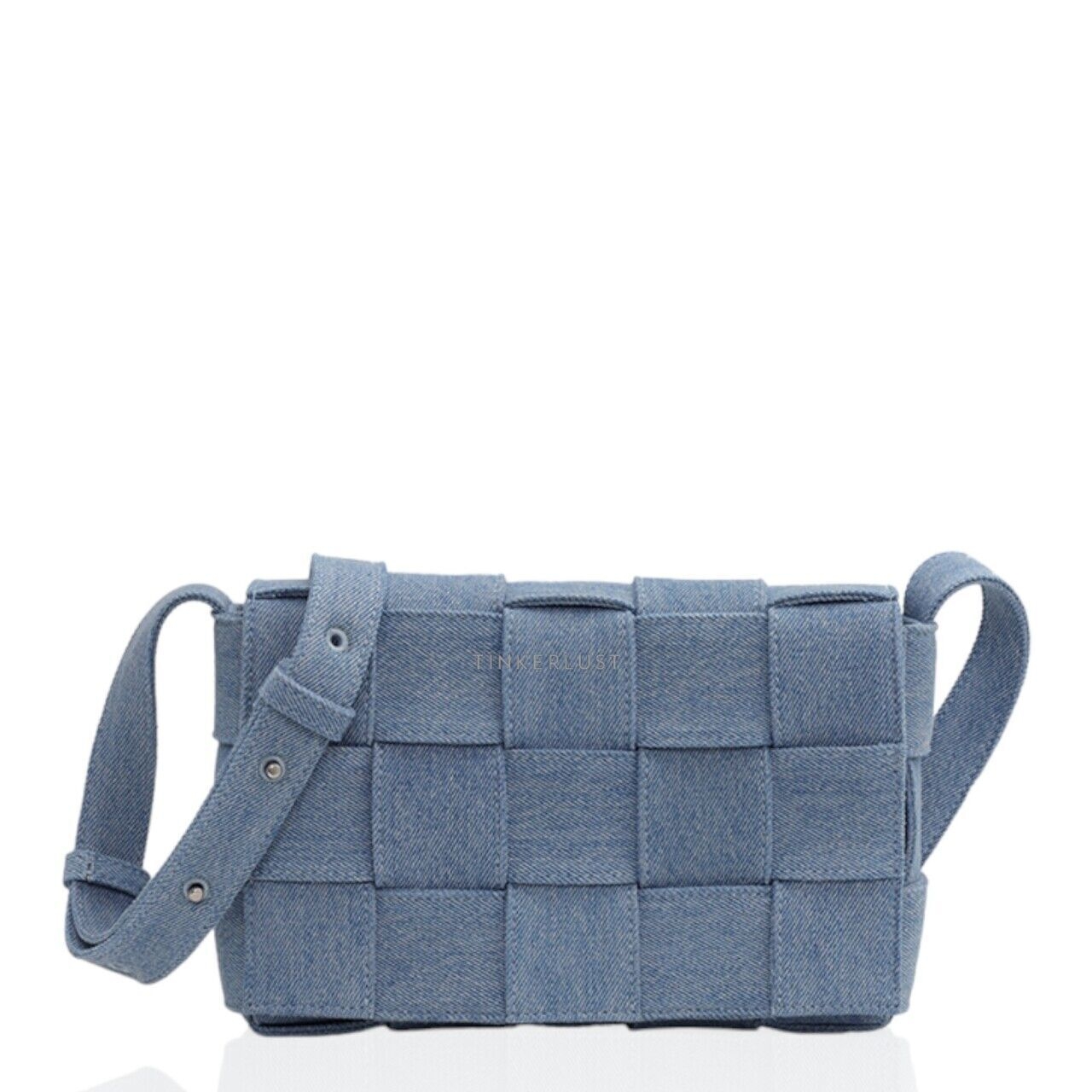 Bottega Veneta Medium Intreccio Cassette Indigo Washed Denim Sling Bag