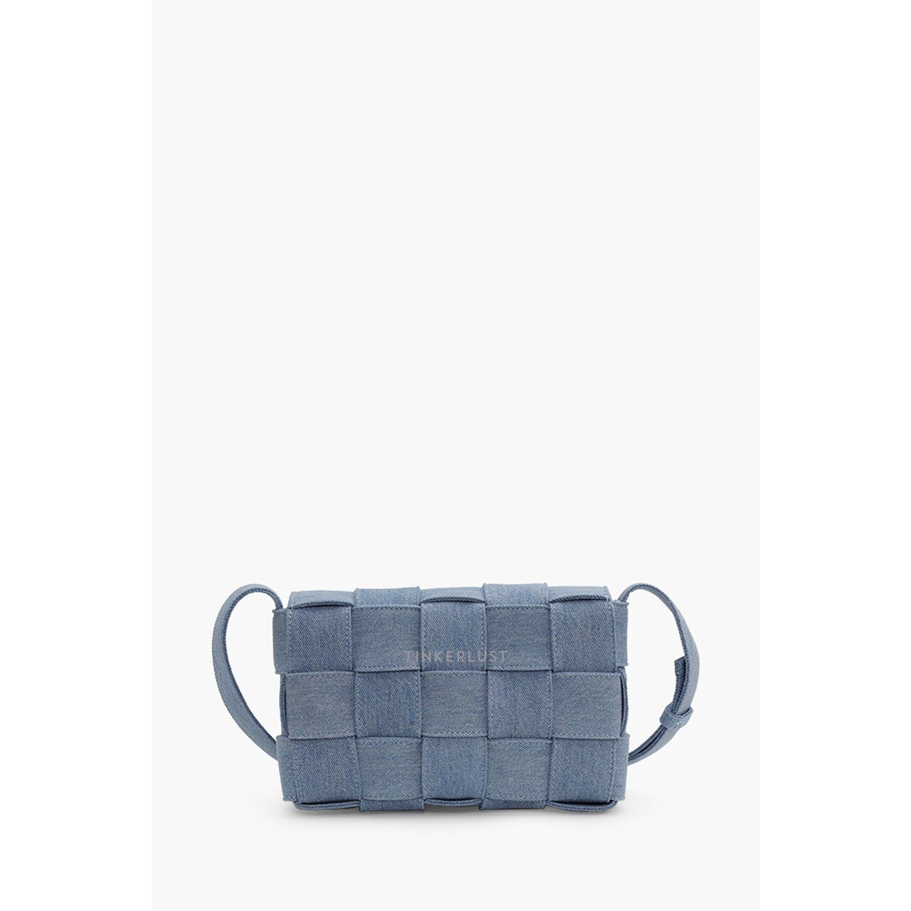 Bottega Veneta Medium Intreccio Cassette Indigo Washed Denim Sling Bag