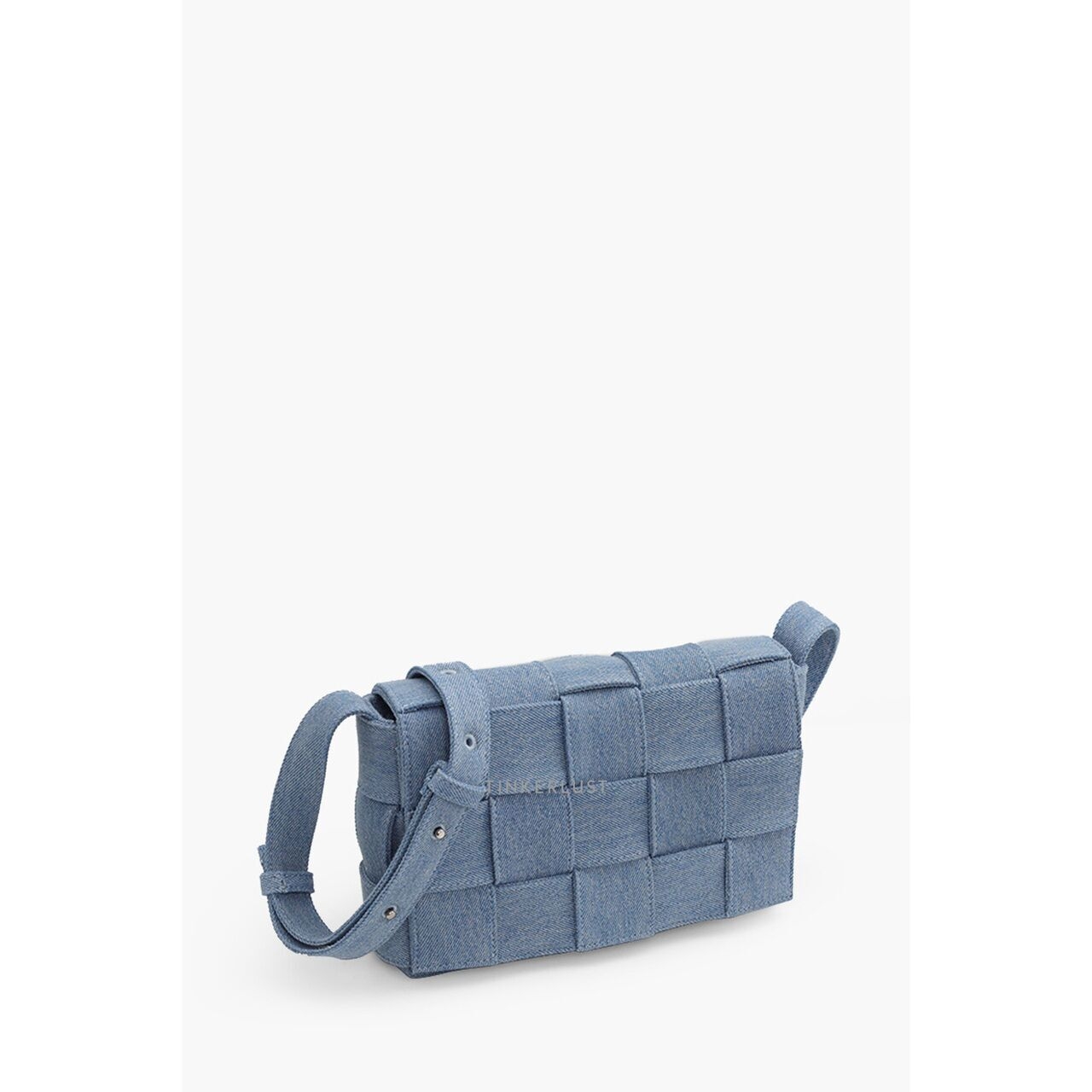 Bottega Veneta Medium Intreccio Cassette Indigo Washed Denim Sling Bag