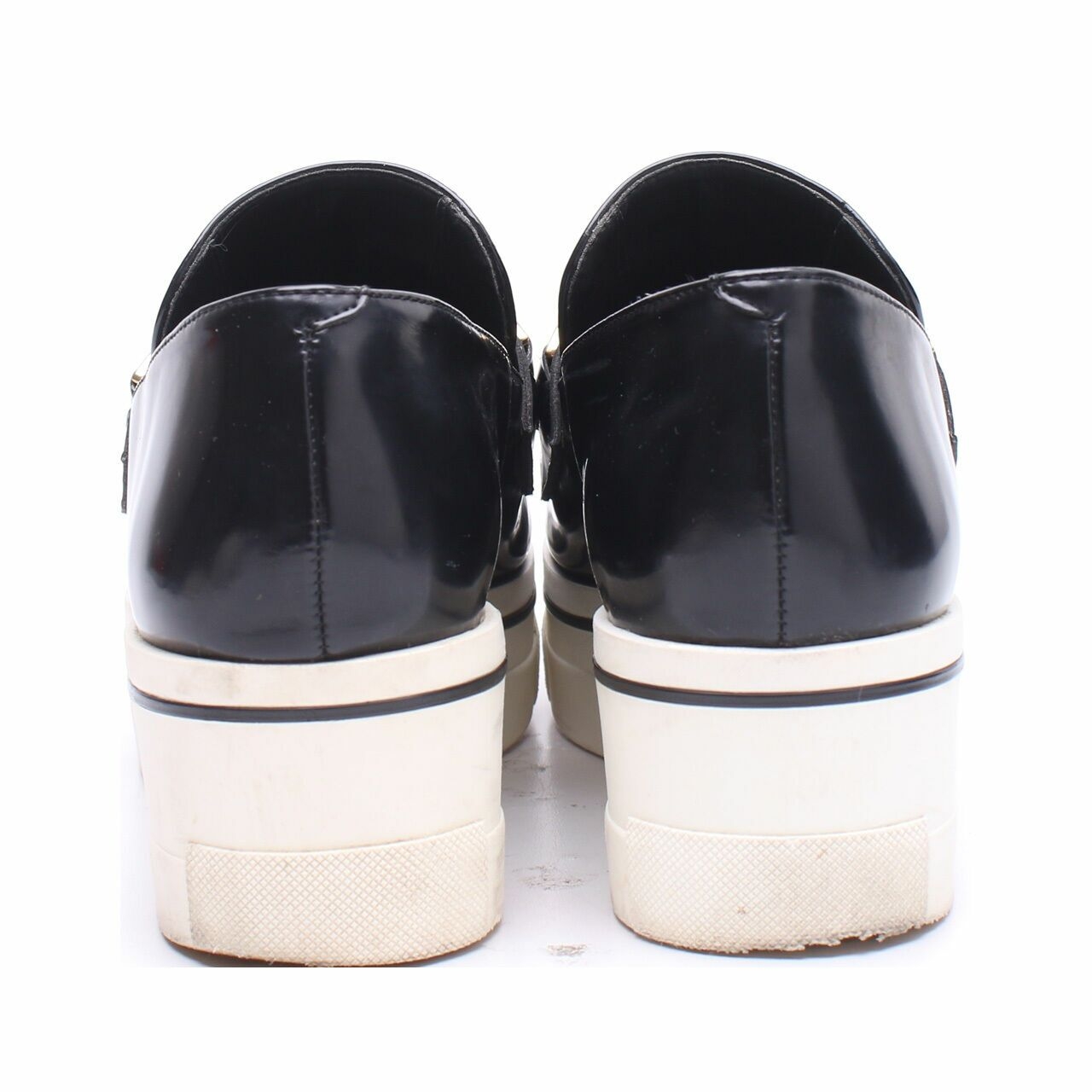 Stella McCartney Black & White Binx Patent Leather Loafers Platforms Sneakers