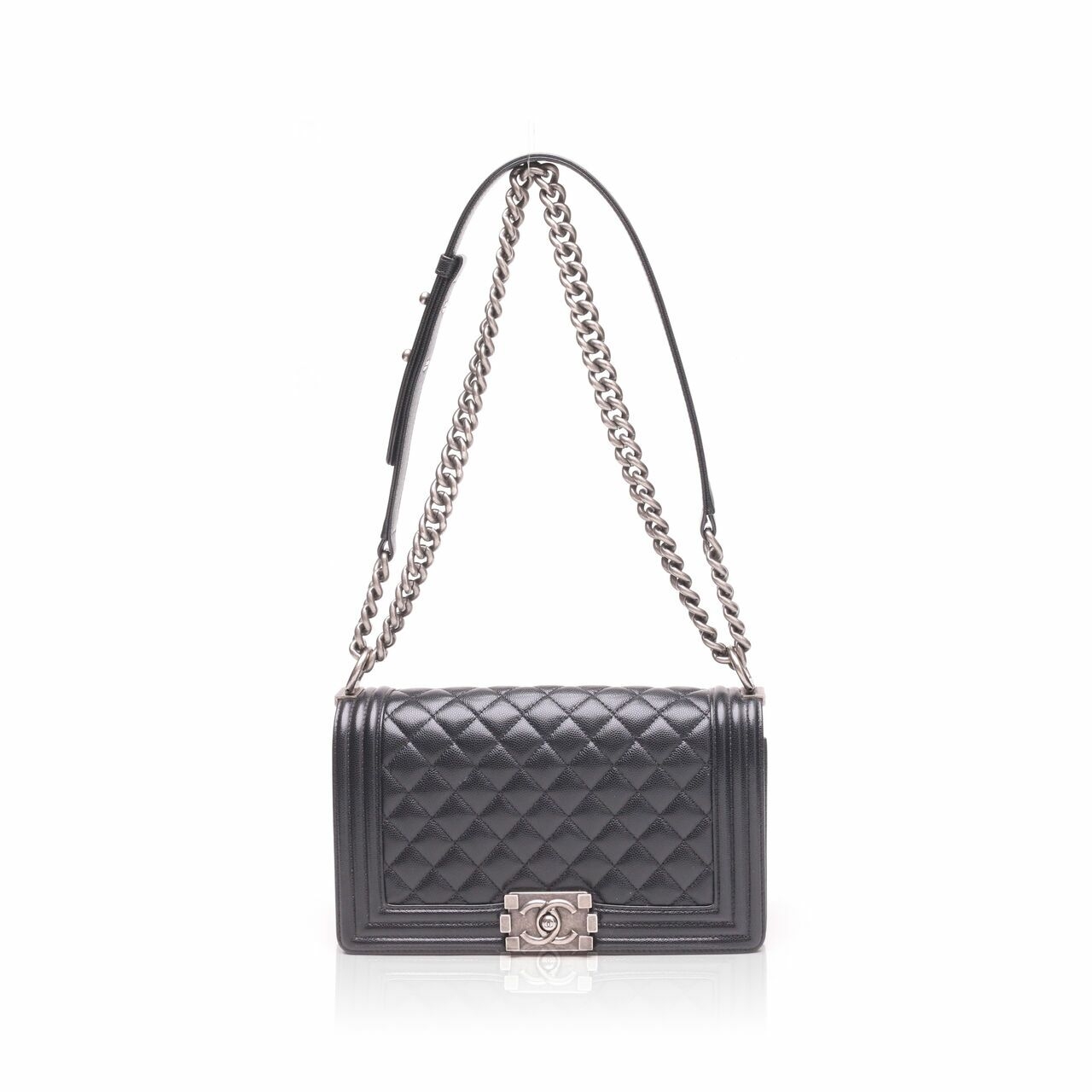 Chanel Boy Black Caviar Medium Shoulder Bag