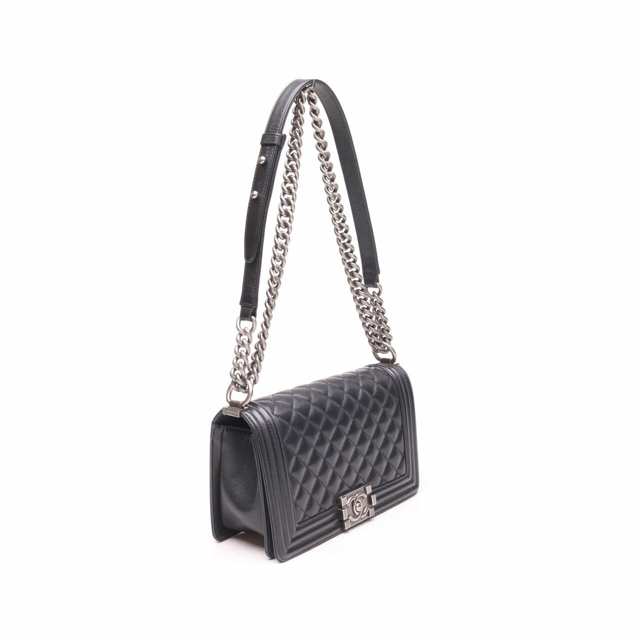 Chanel Boy Black Caviar Medium Shoulder Bag