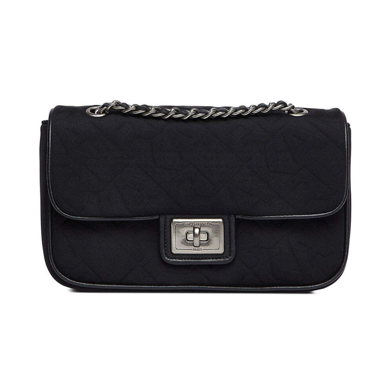 Karl Lagerfeld Agyness Neoprene Embossed Shoulder Bag Black