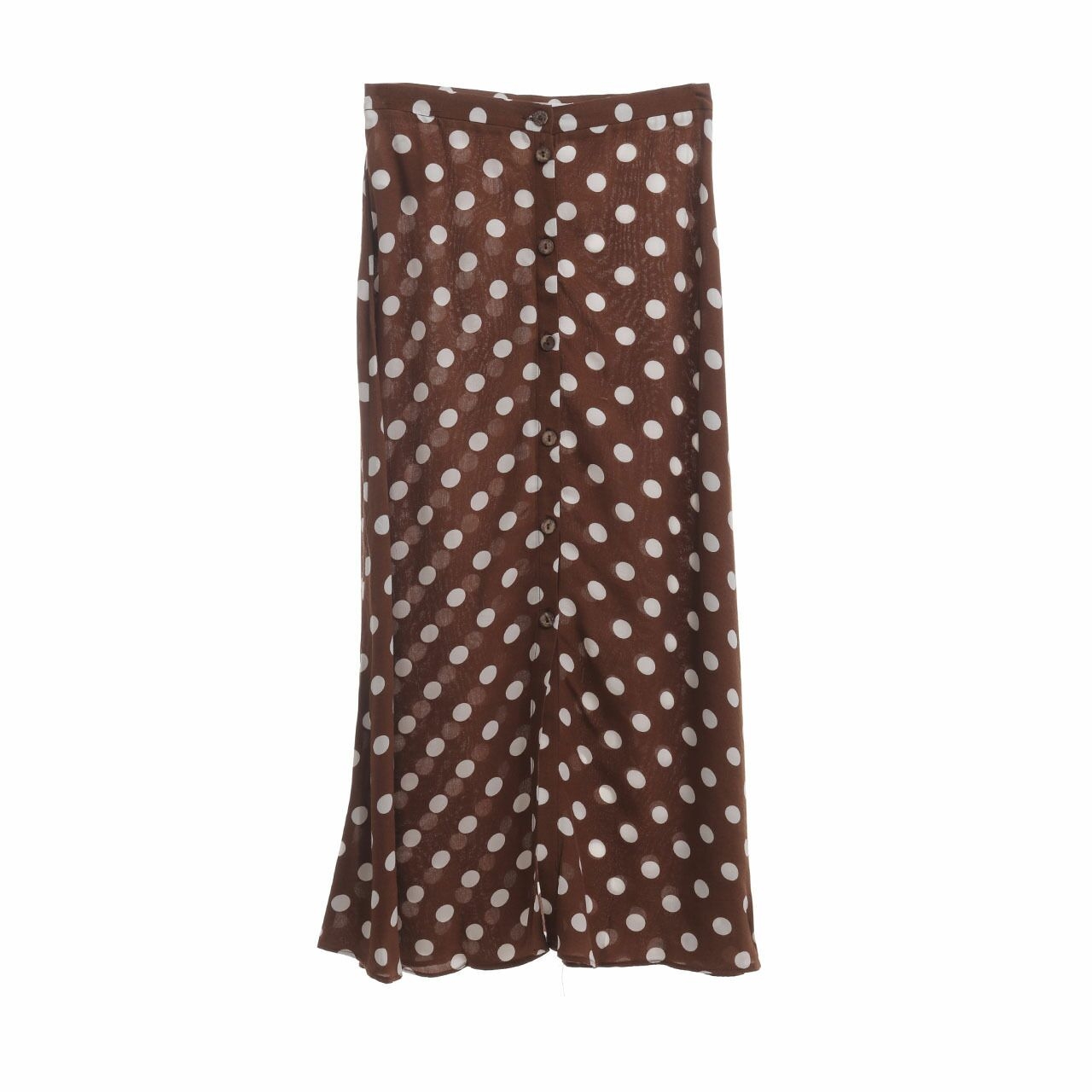 Mango Brown Polkadots Midi Skirt