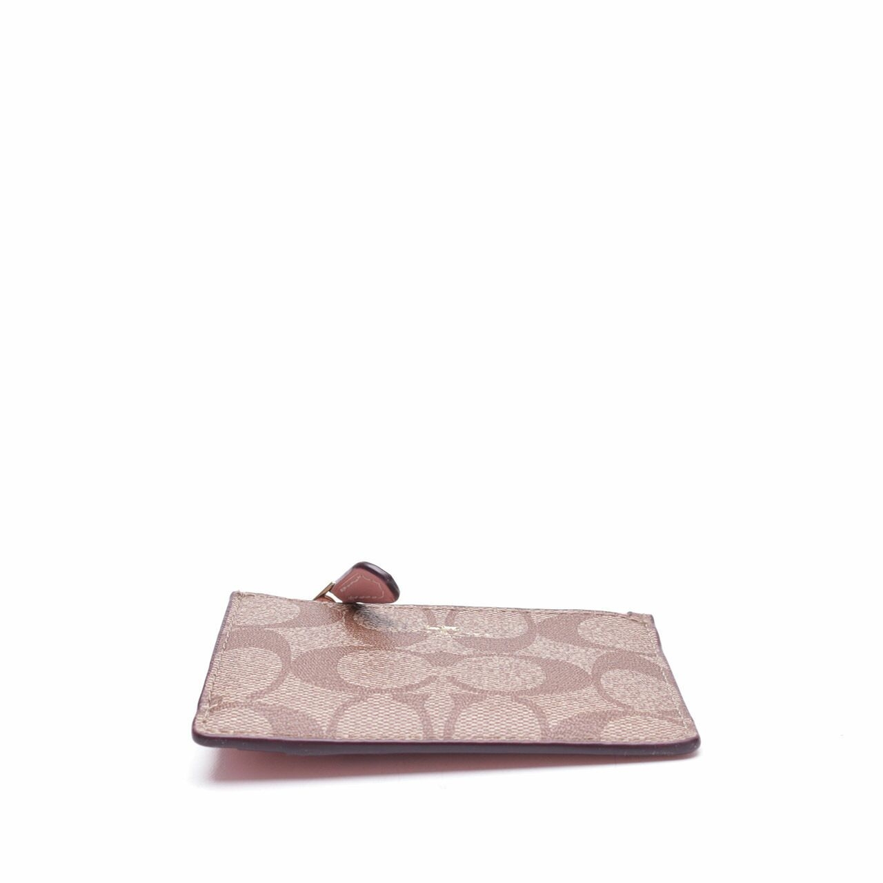 Coach Khaki & Pink Mini Skinny Id Case With Vintage Wallet