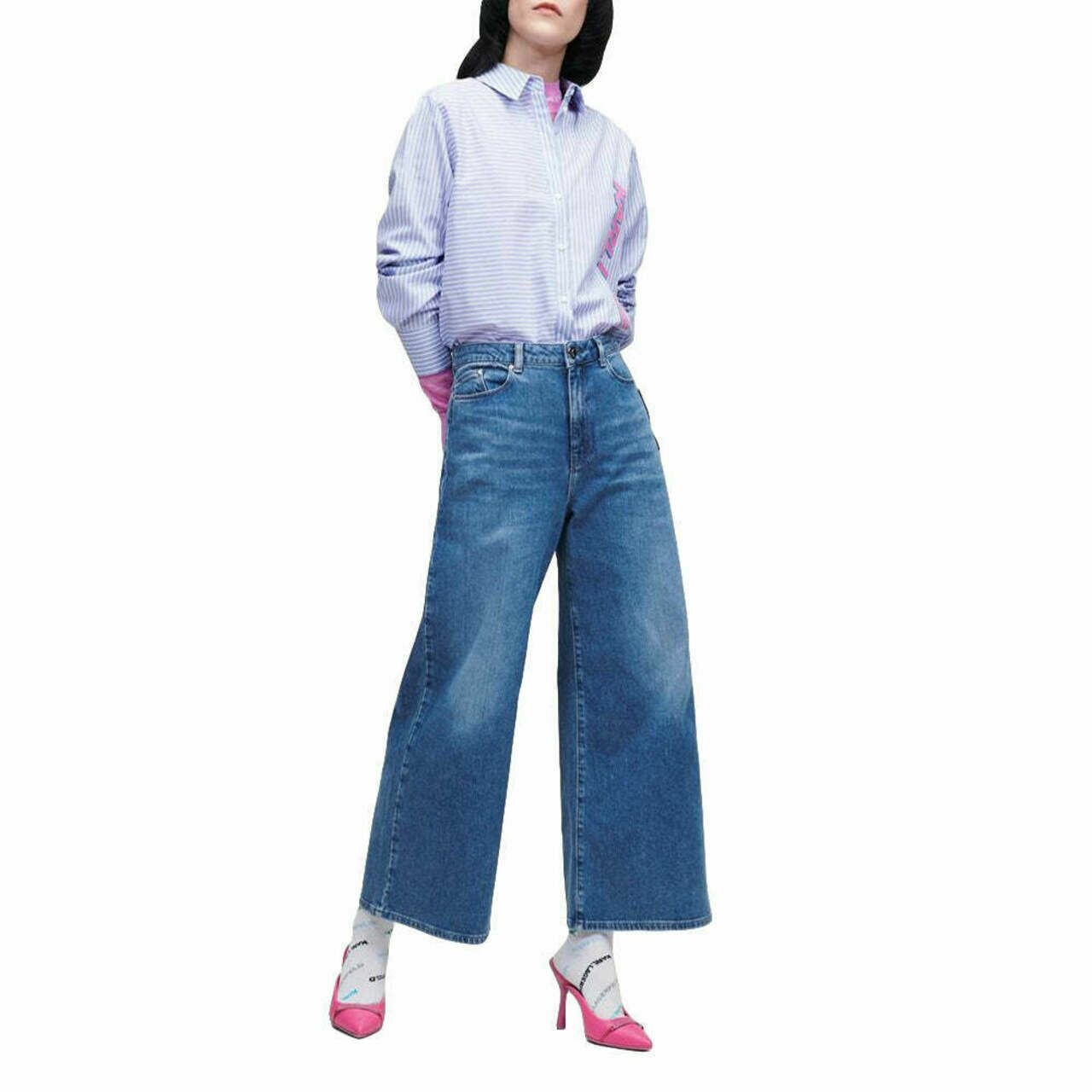 Karl Lagerfeld Blue Denim Culottes Mid Blue