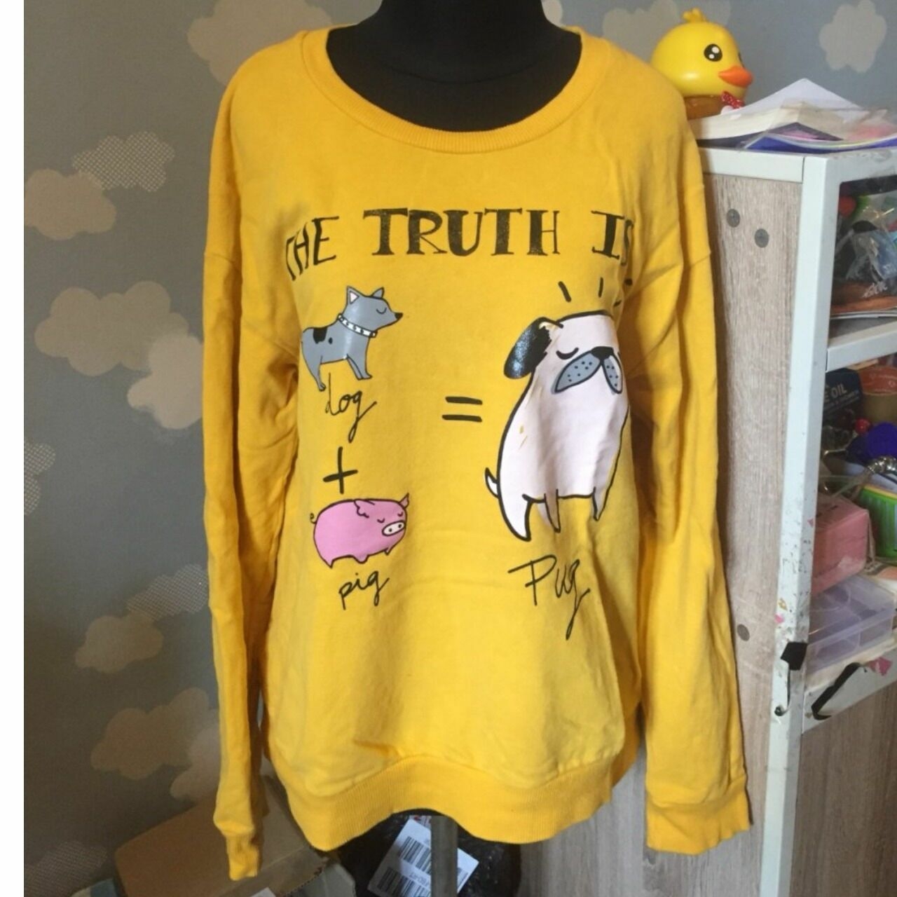 Bershka Yellow Pug Sweater