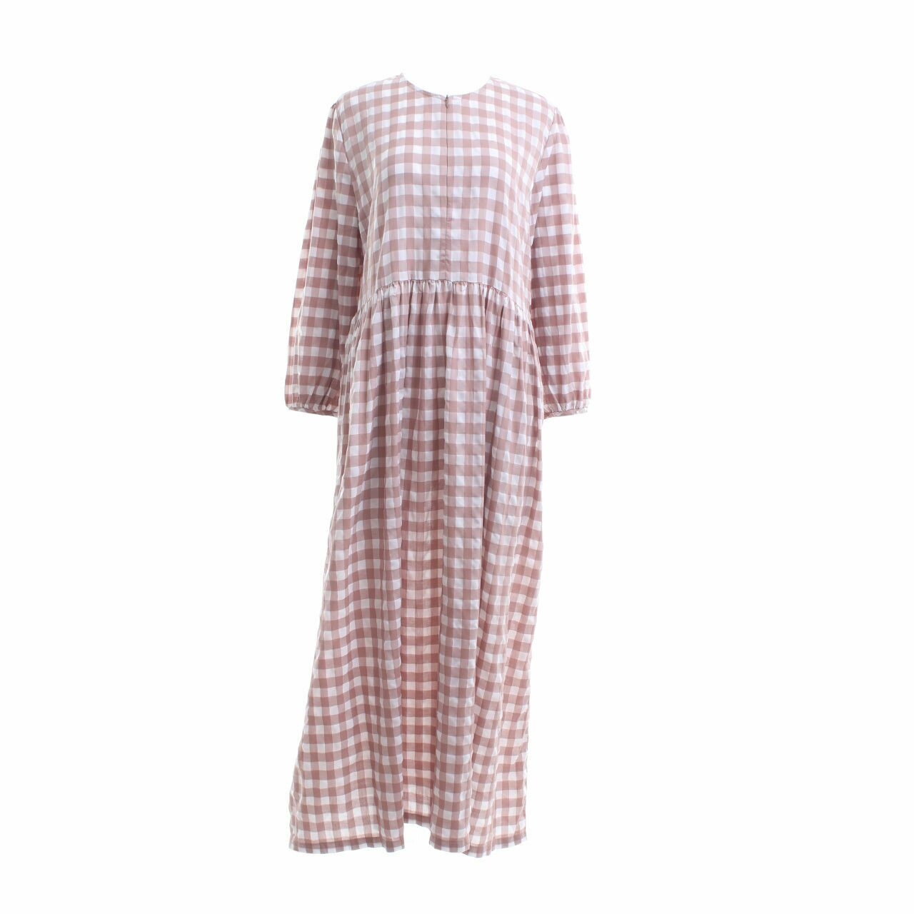 trick tricky Brown & White Plaid Long Dress