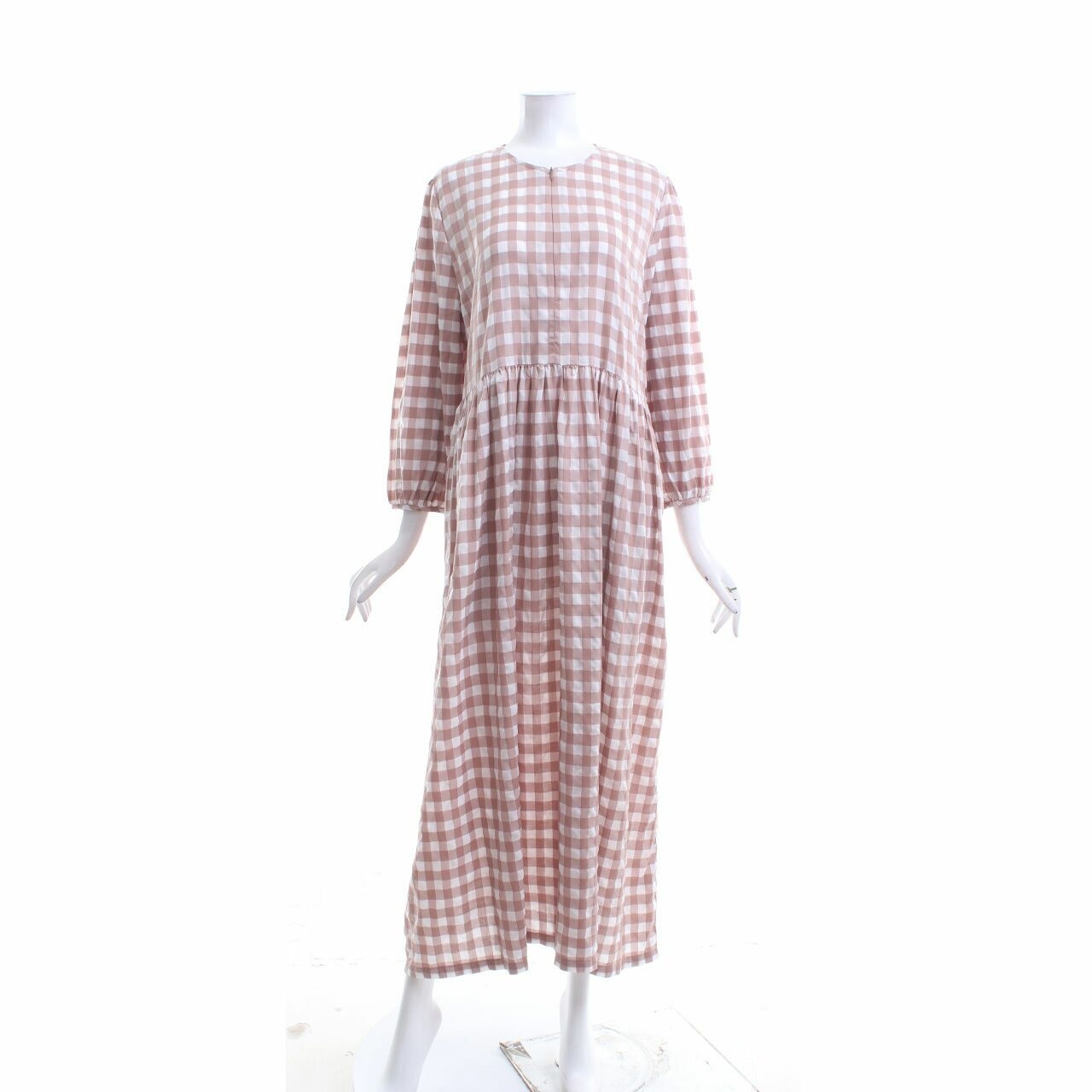 trick tricky Brown & White Plaid Long Dress