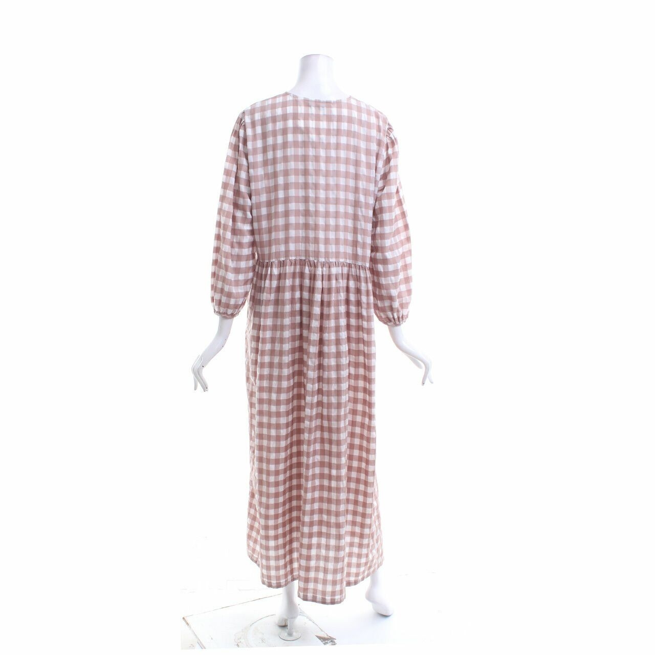 trick tricky Brown & White Plaid Long Dress