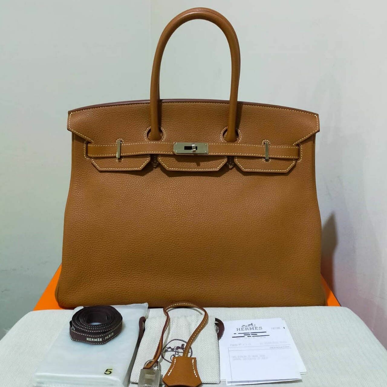 Hermes Birkin 35 Gold Togo Phw Stamp R 2014 Handbag