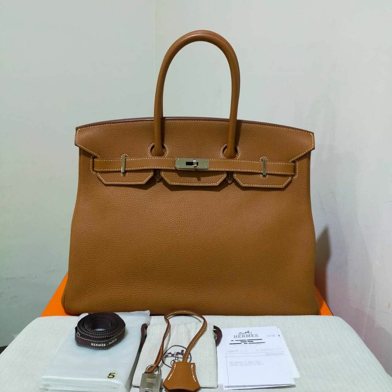 Hermes Birkin 35 Gold Togo Phw Stamp R 2014 Handbag