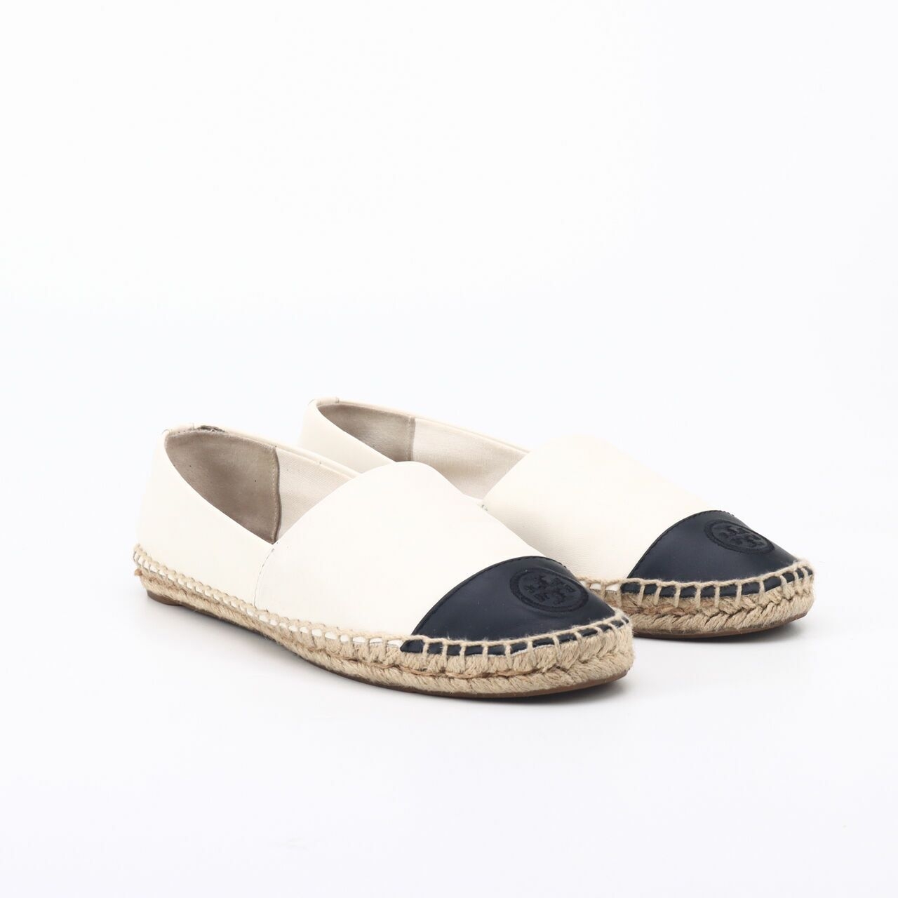 Tory Burch Color Bloack Flat Espadrille Ivory Black 