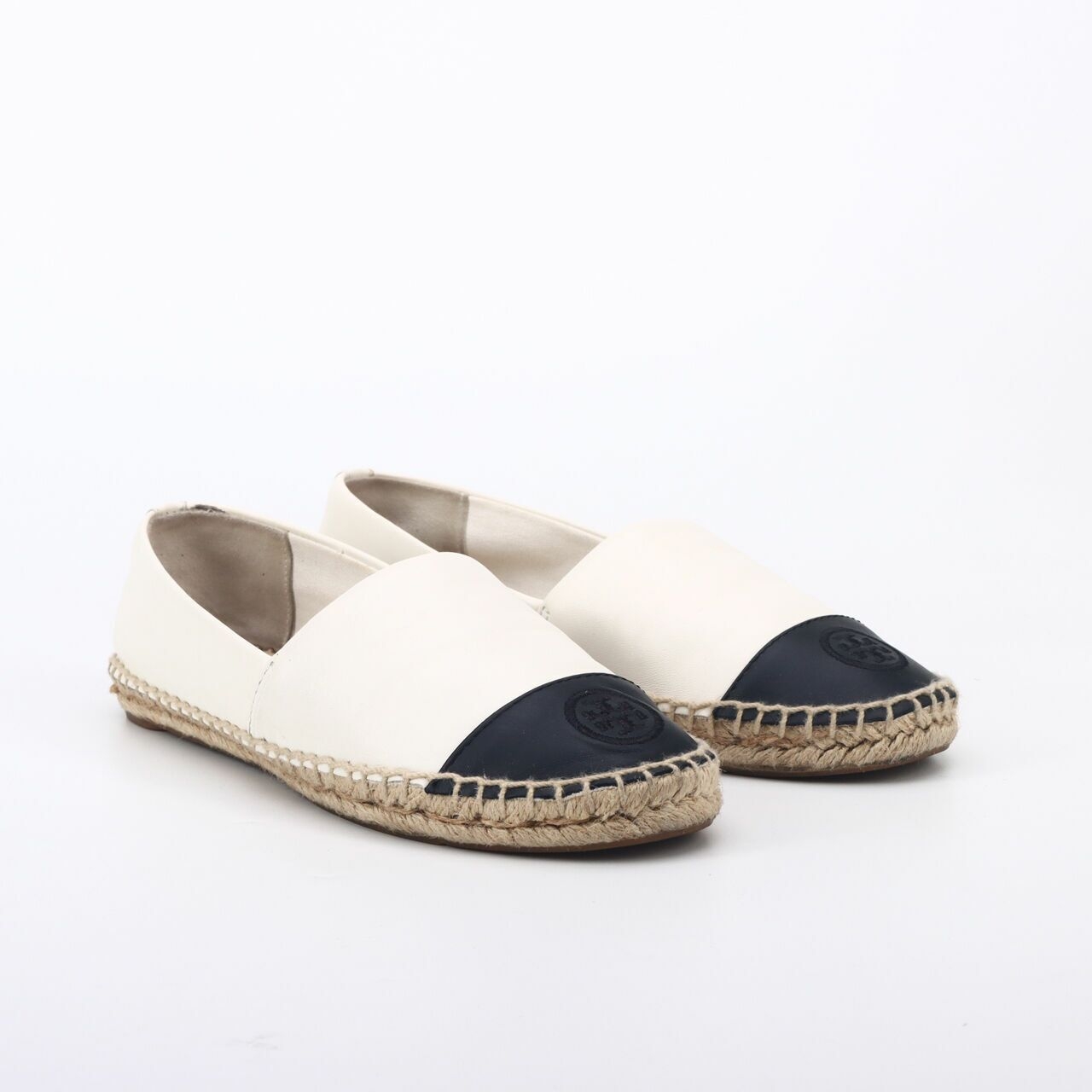 Tory Burch Color Bloack Flat Espadrille Ivory Black 