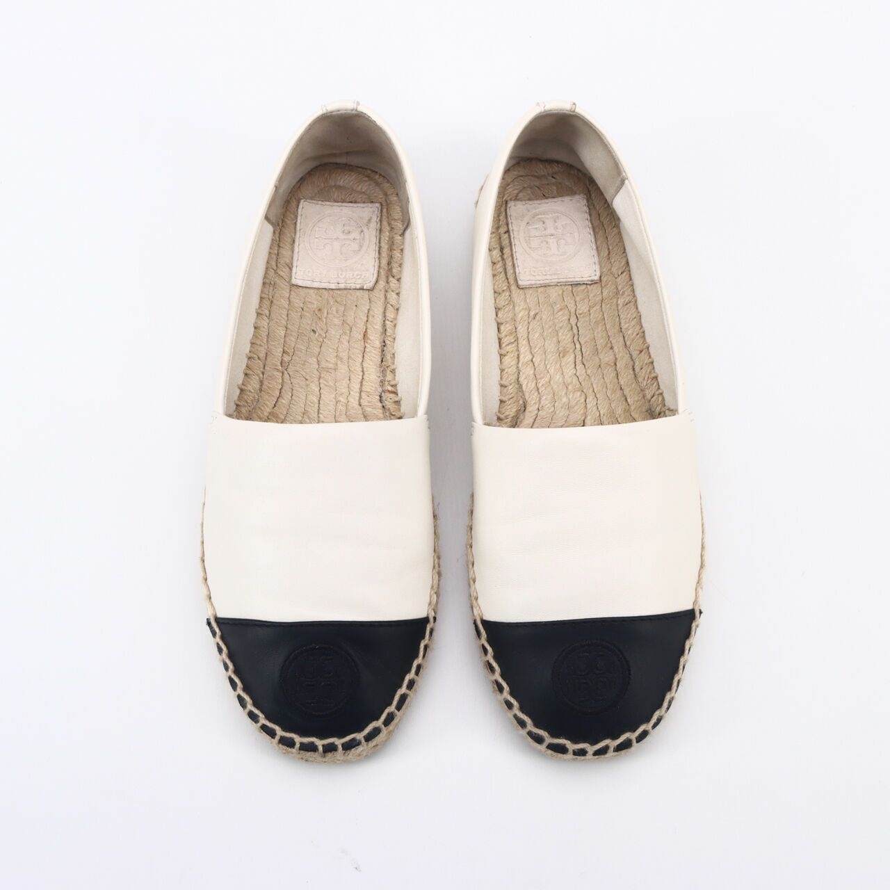 Tory Burch Color Bloack Flat Espadrille Ivory Black 