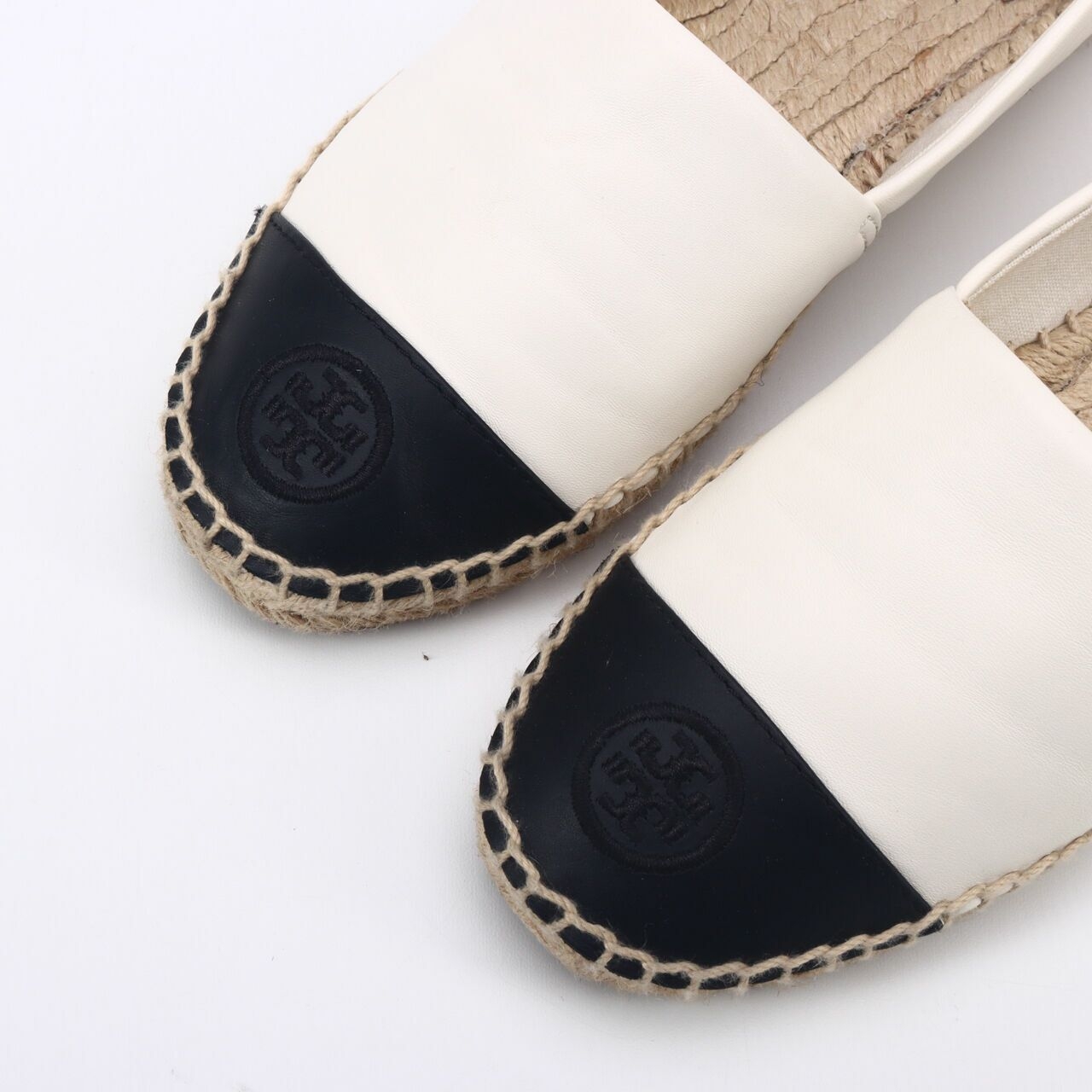 Tory Burch Color Bloack Flat Espadrille Ivory Black 