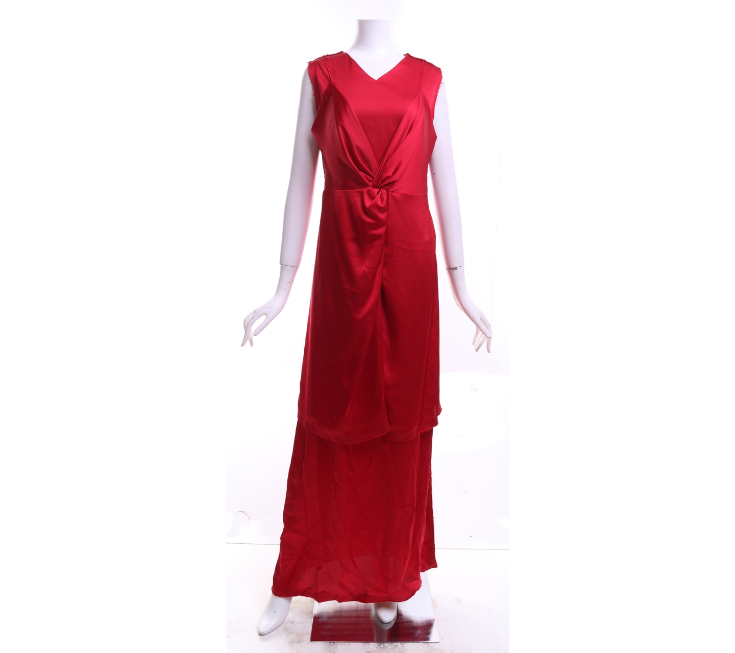 Patrick Owen Red Tunic Dress V Neck Long Dress