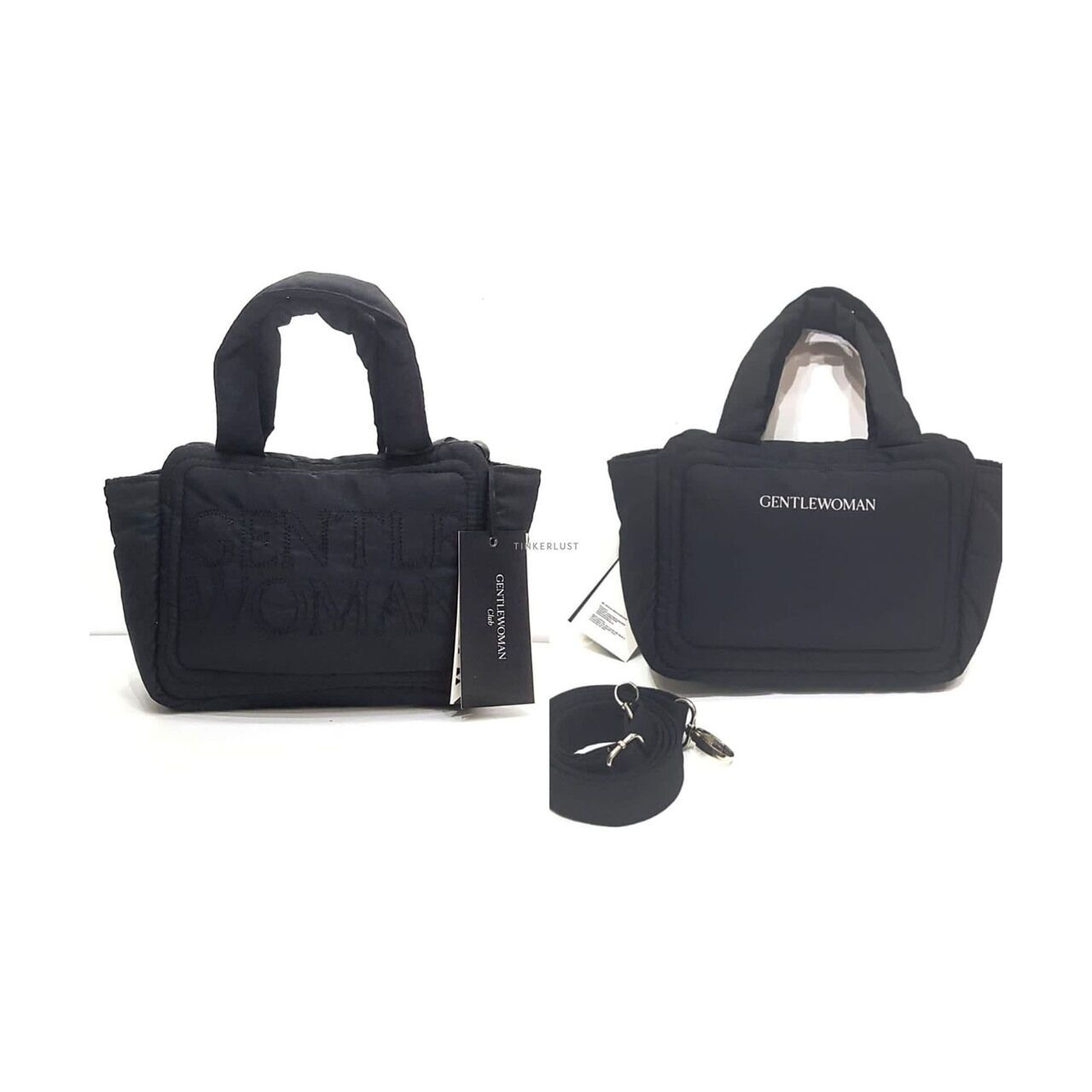 Gentle Women Black Flag Bag Nylon with Longstrap Satchel