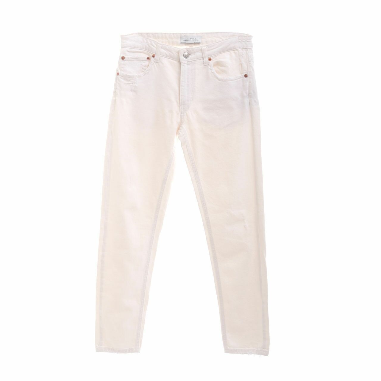 Zara White Denim Long Pants