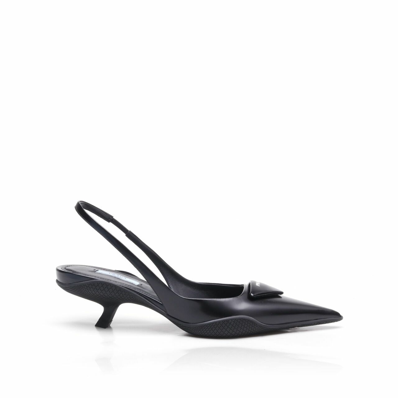 Prada Brushed Leather Slingback Black Heels