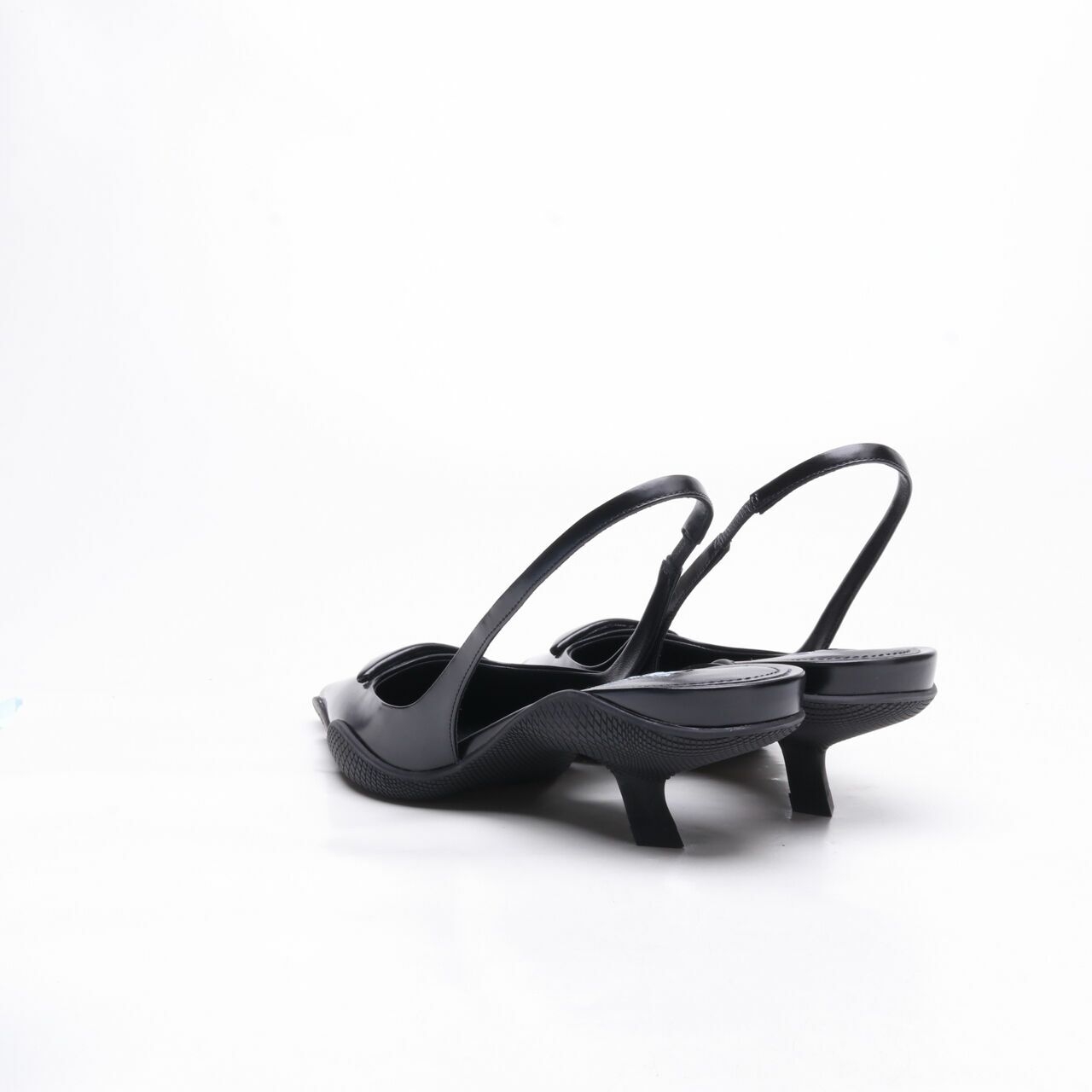 Prada Brushed Leather Slingback Black Heels