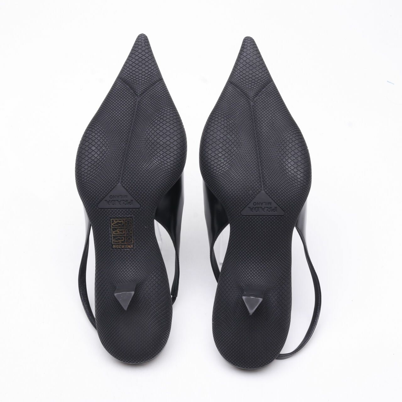 Prada Brushed Leather Slingback Black Heels