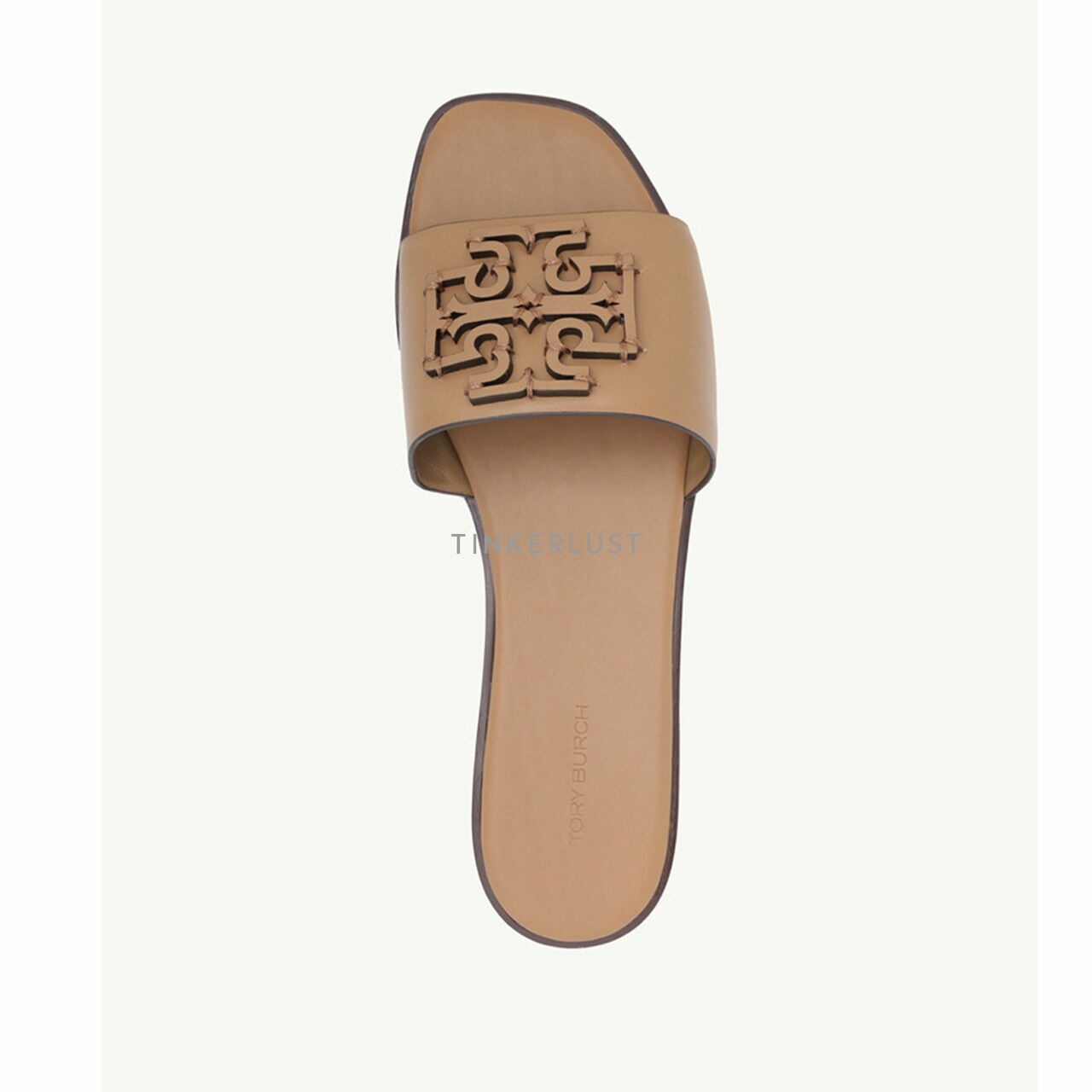 Tory Burch Women Ines Slide Sandals in Almond Flour with Tonal Logo