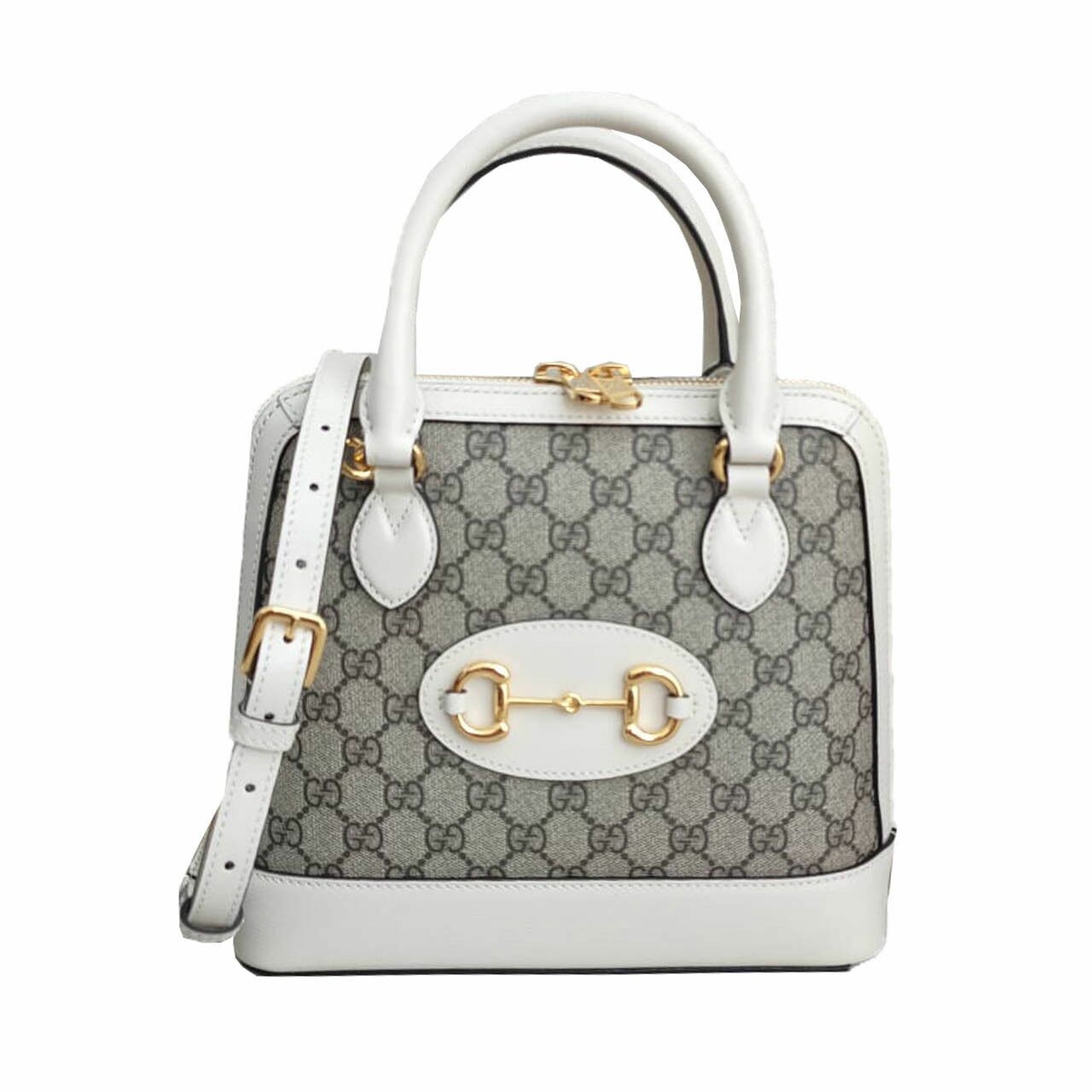 Gucci Horsebit 1955 GG Top Handle Bag White GHW Satchel