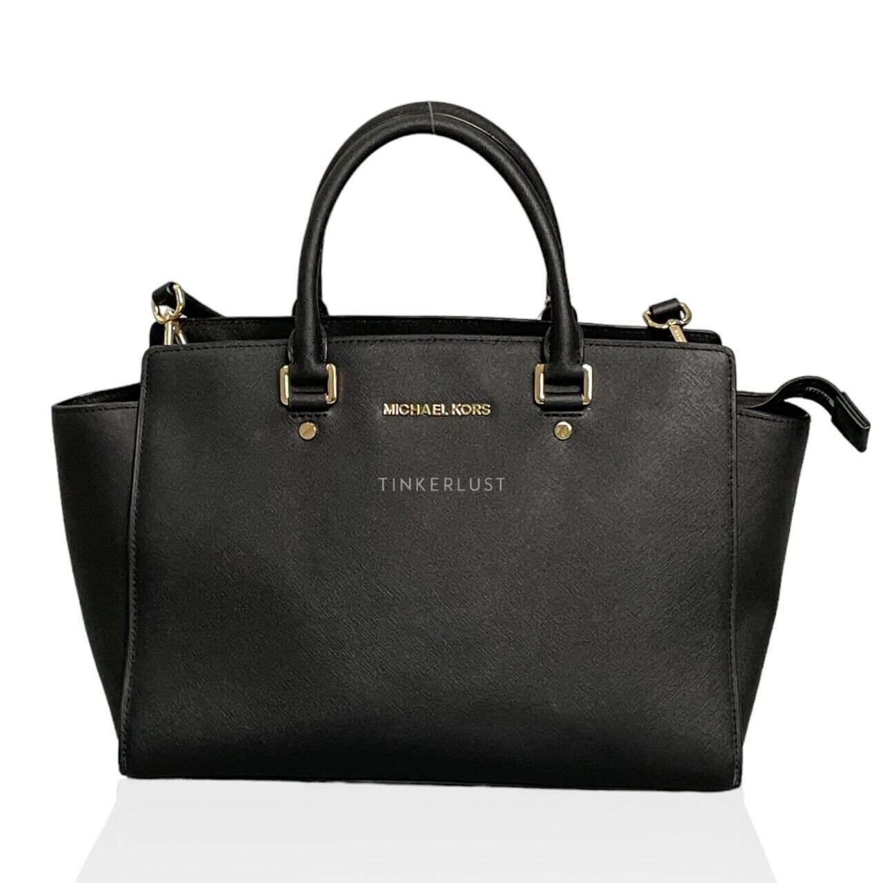 Michael Kors Selma Black Leather GHW Satchel