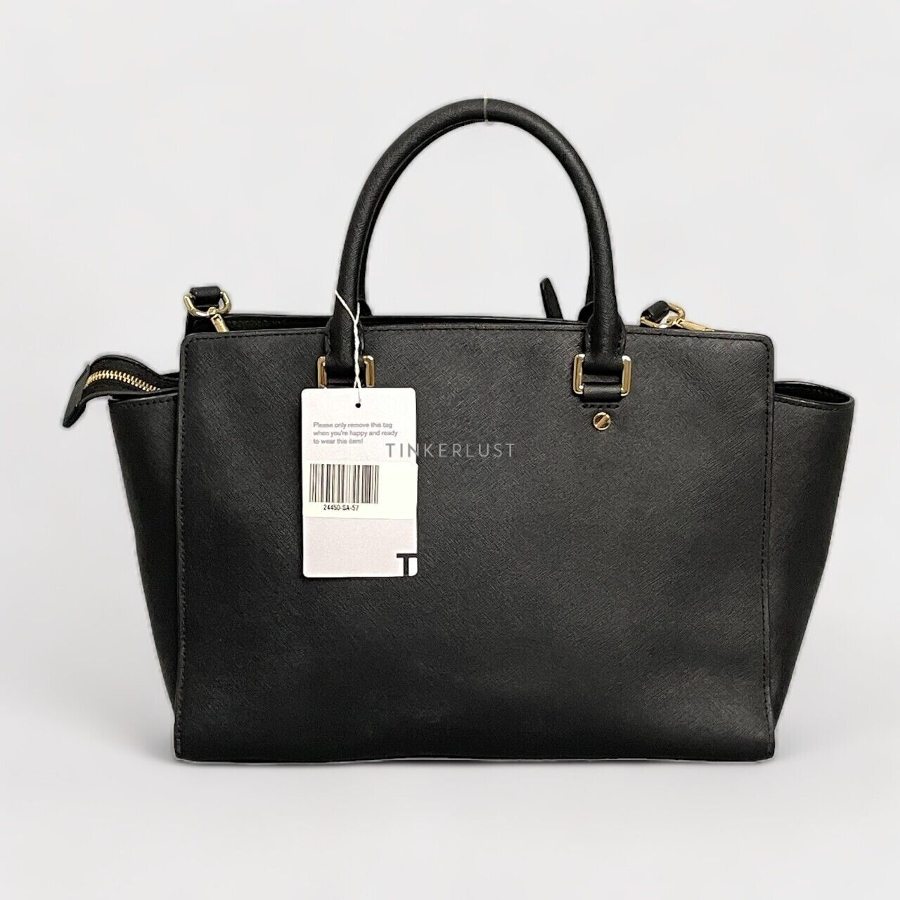 Michael Kors Selma Black Leather GHW Satchel